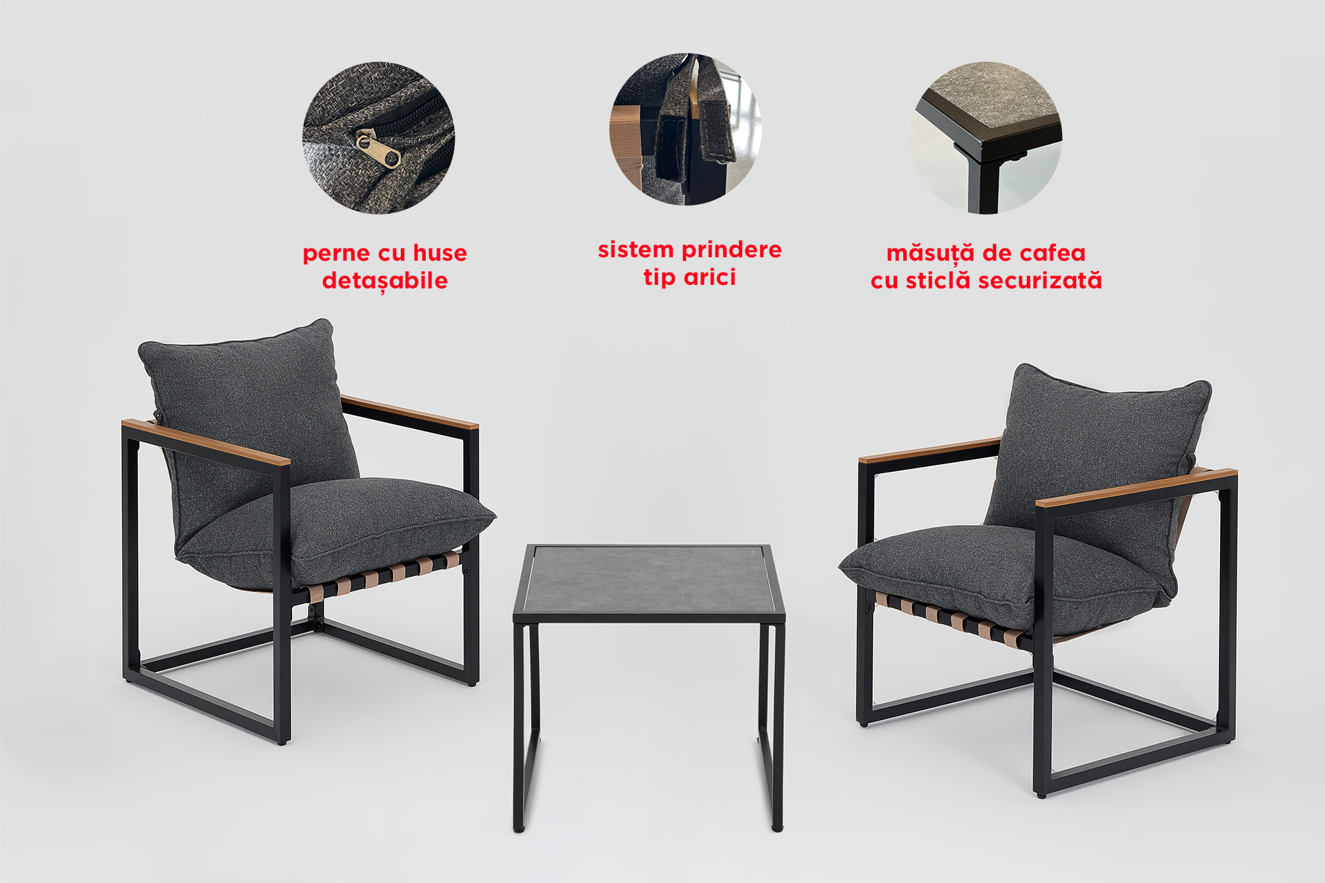 Set mobilier grădină/terasă IBIZA 3 piese - imagine 3