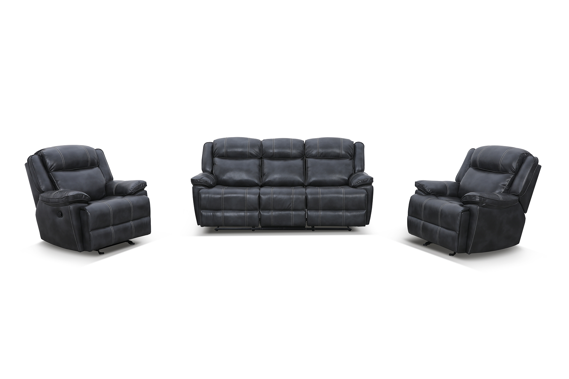 Pachet canapea piele naturală Imperial 3 locuri cu 2 reclinere + pernă decorativă - imagine 4