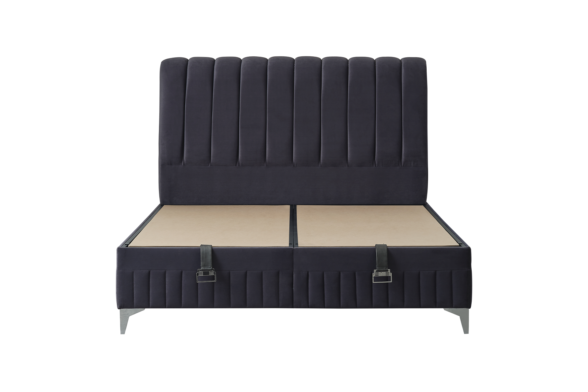 Pachet pat Berry albastru tapițat integral cu saltea inclusă + pernă decorativă - imagine 9