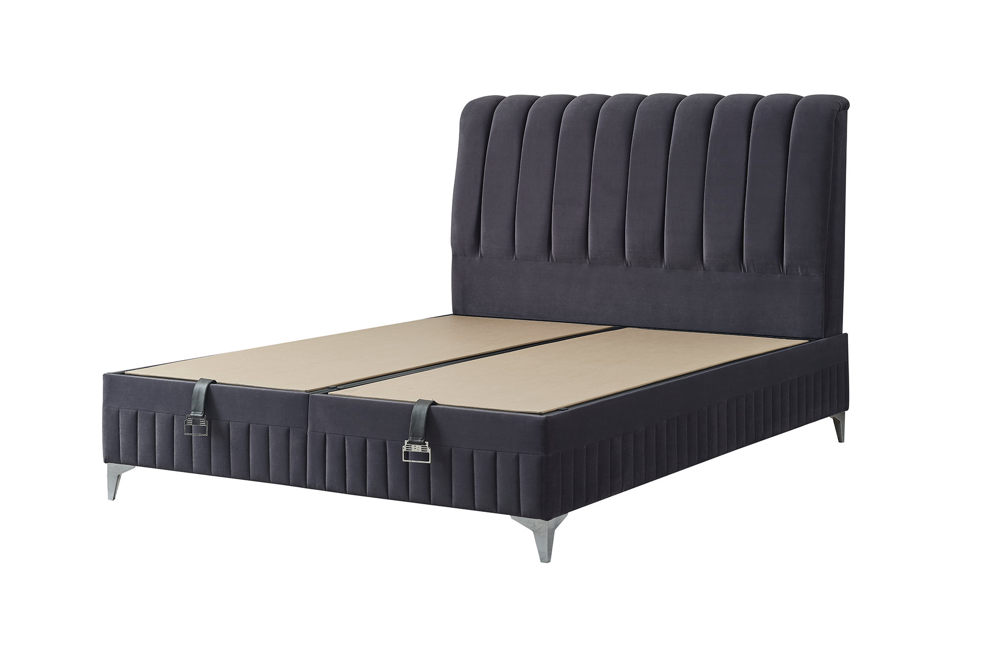 Pachet pat Berry albastru tapițat integral cu saltea inclusă + pernă decorativă - imagine 10