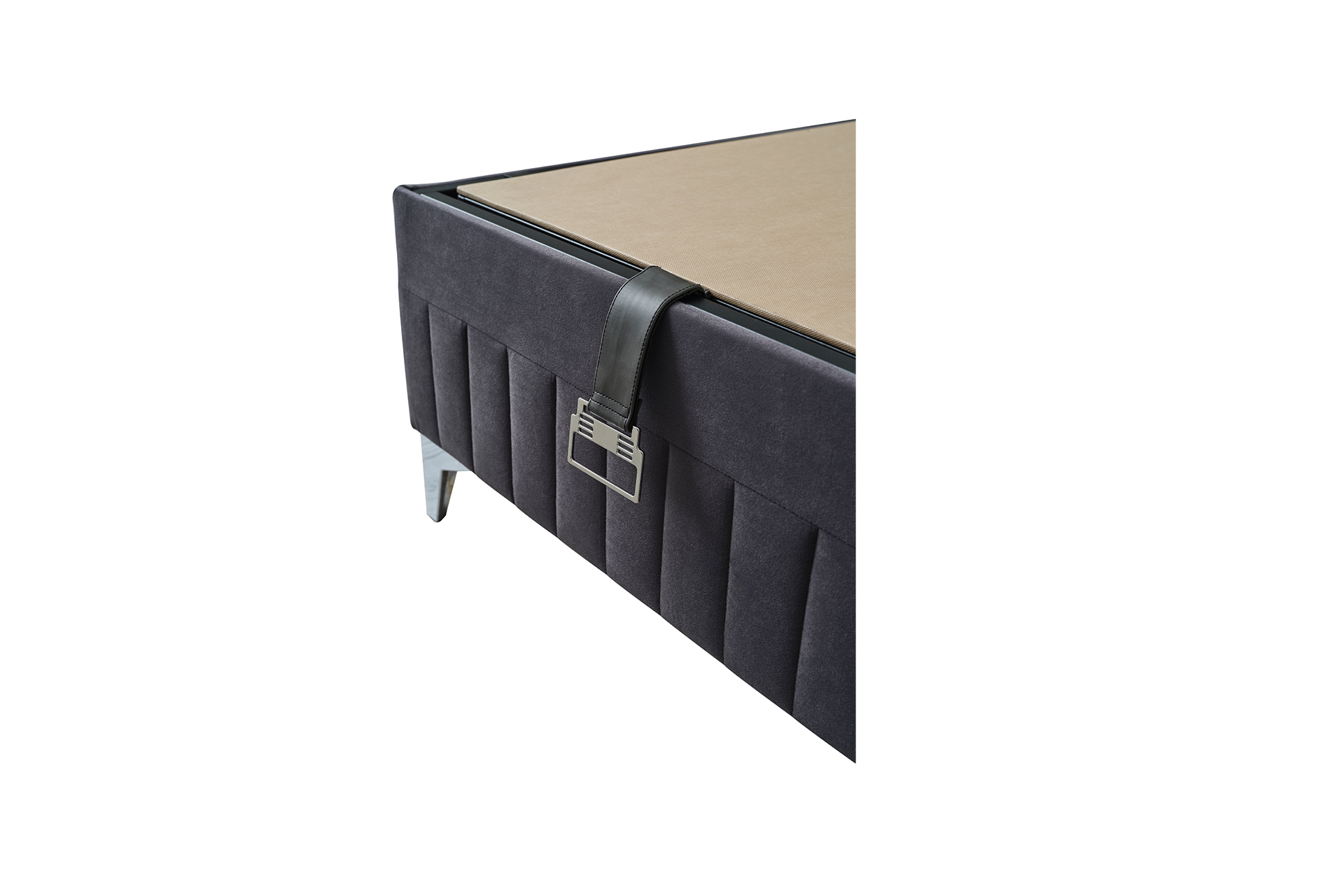 Pachet pat Berry albastru tapițat integral cu saltea inclusă + pernă decorativă - imagine 15