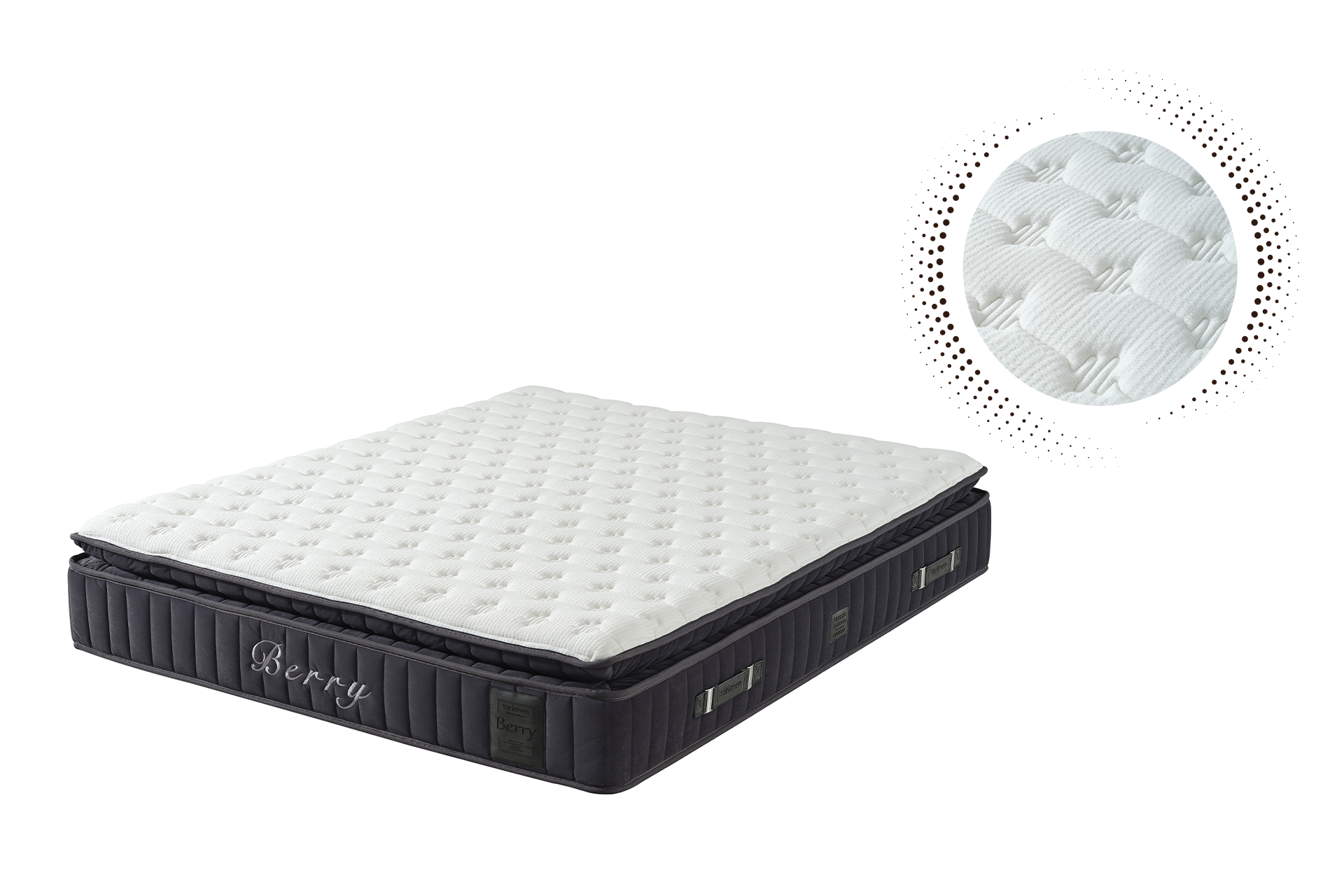Pachet pat Berry albastru tapițat integral cu saltea inclusă + pernă decorativă - imagine 16