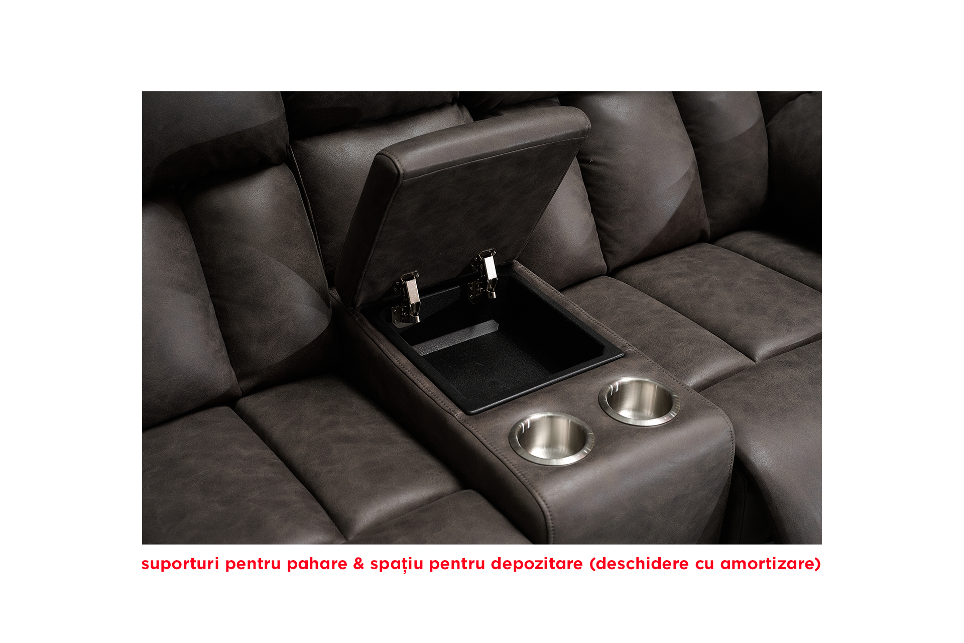 Pachet canapea Noblesse 2 locuri cu 2 reclinere și consolă + pernă decorativă - imagine 10