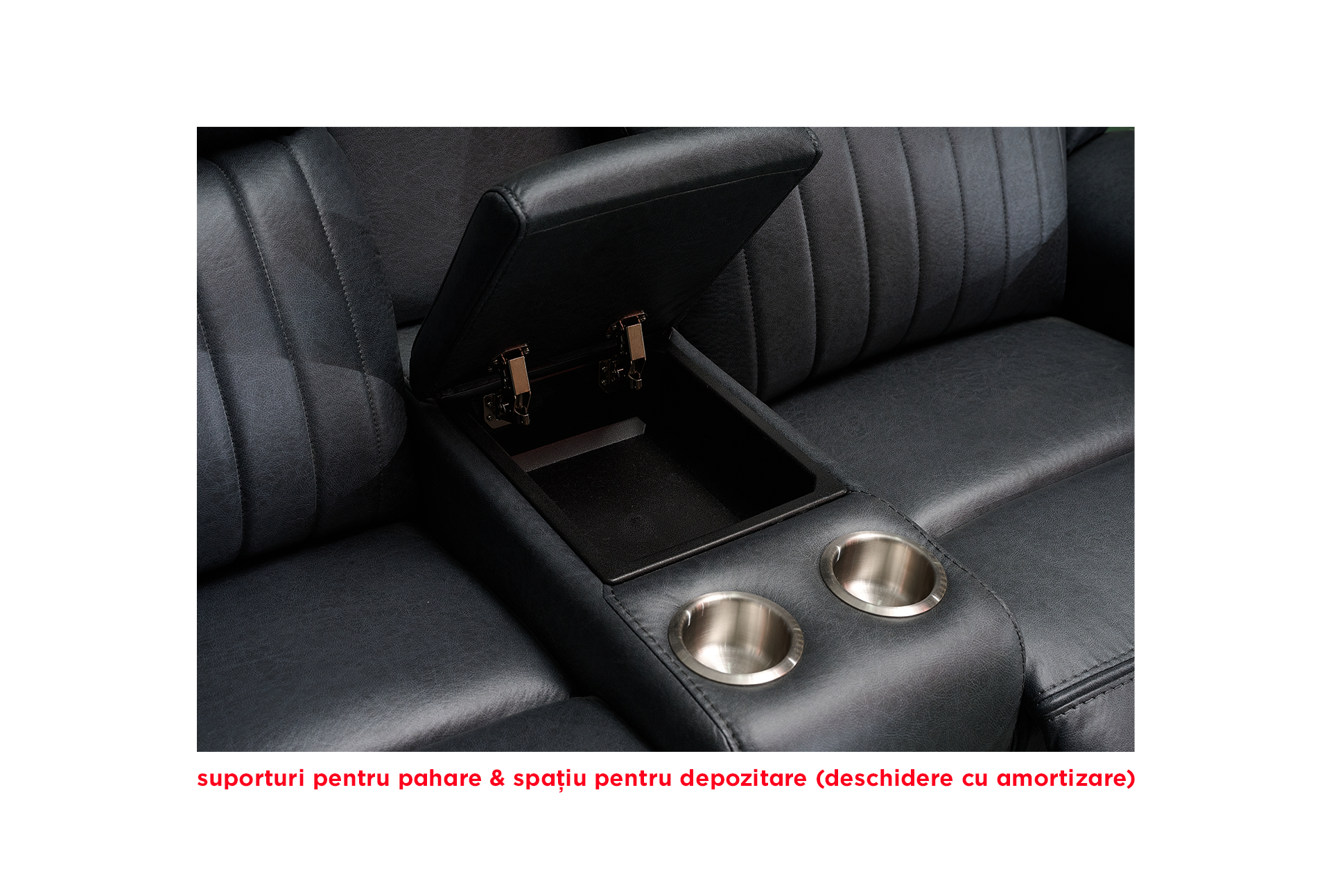 Pachet canapea Zenith 2 locuri cu 2 reclinere și consolă + pernă decorativă - imagine 8