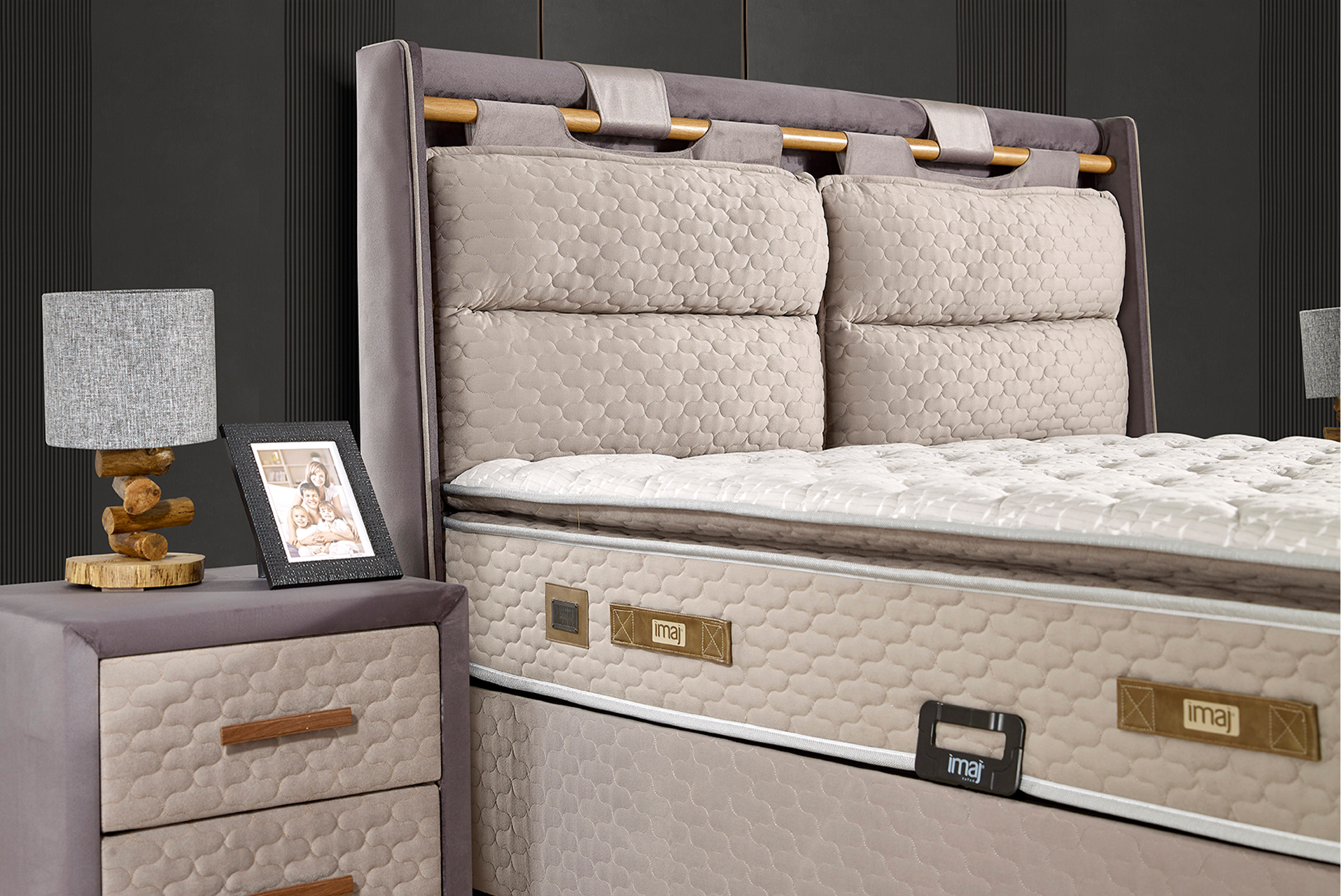Pat Sleep Maker tapițat integral cu saltea inclusă - imagine 6