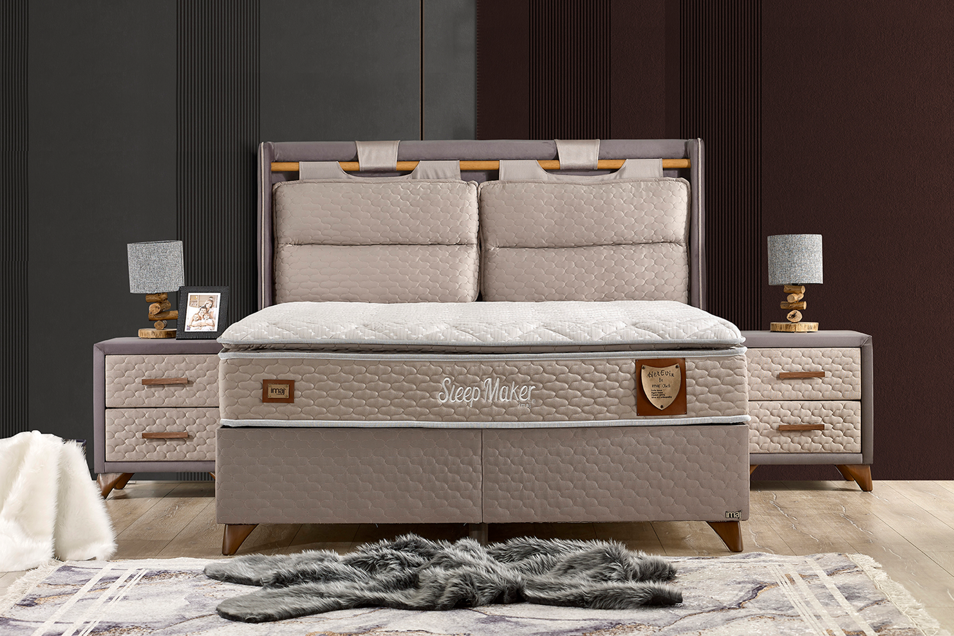 Pat Sleep Maker tapițat integral cu saltea inclusă - imagine 7