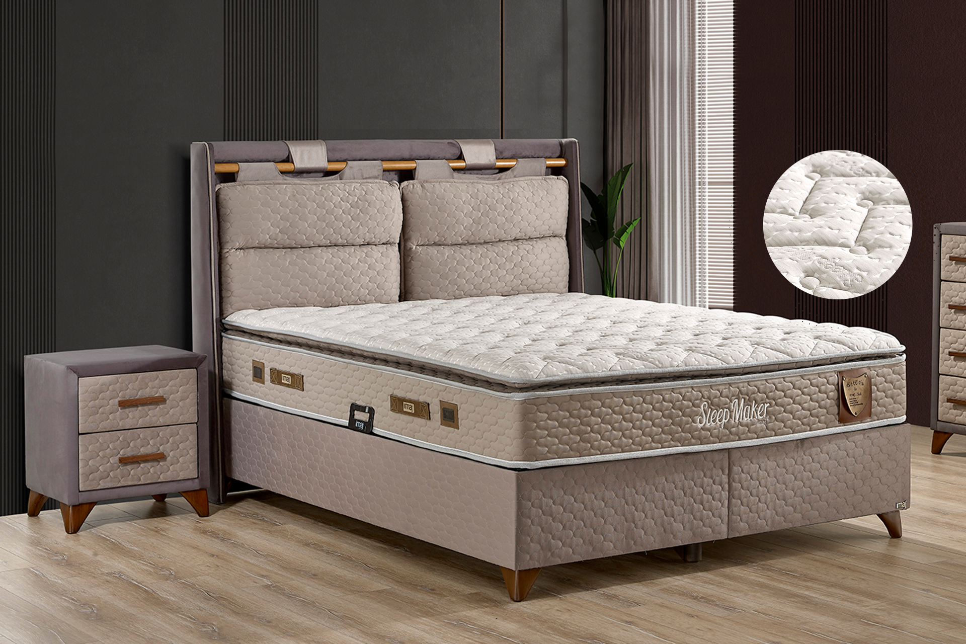 Pat Sleep Maker tapițat integral cu saltea inclusă - imagine 5