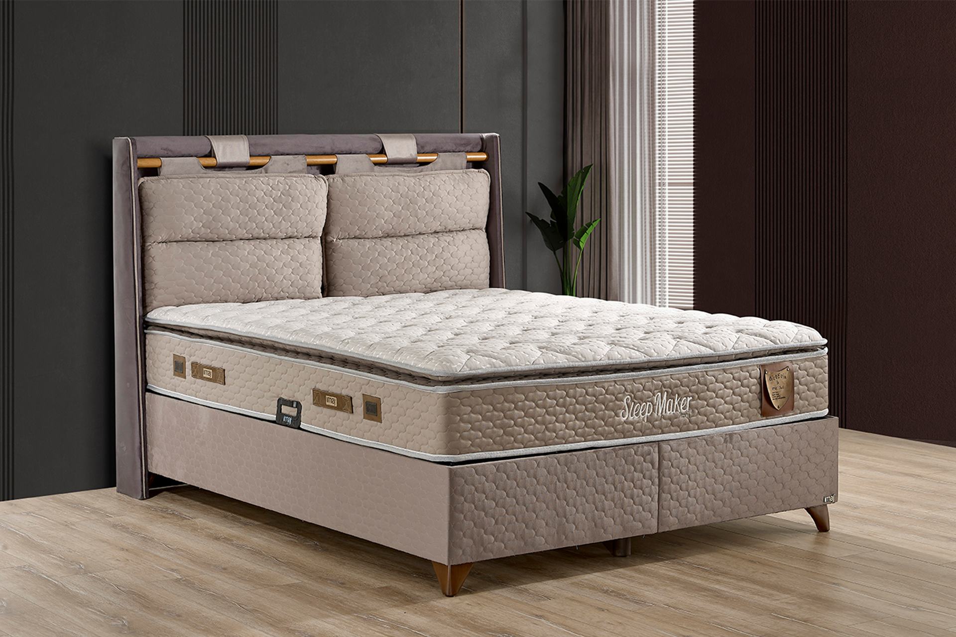 Pat Sleep Maker tapițat integral cu saltea inclusă - imagine 3