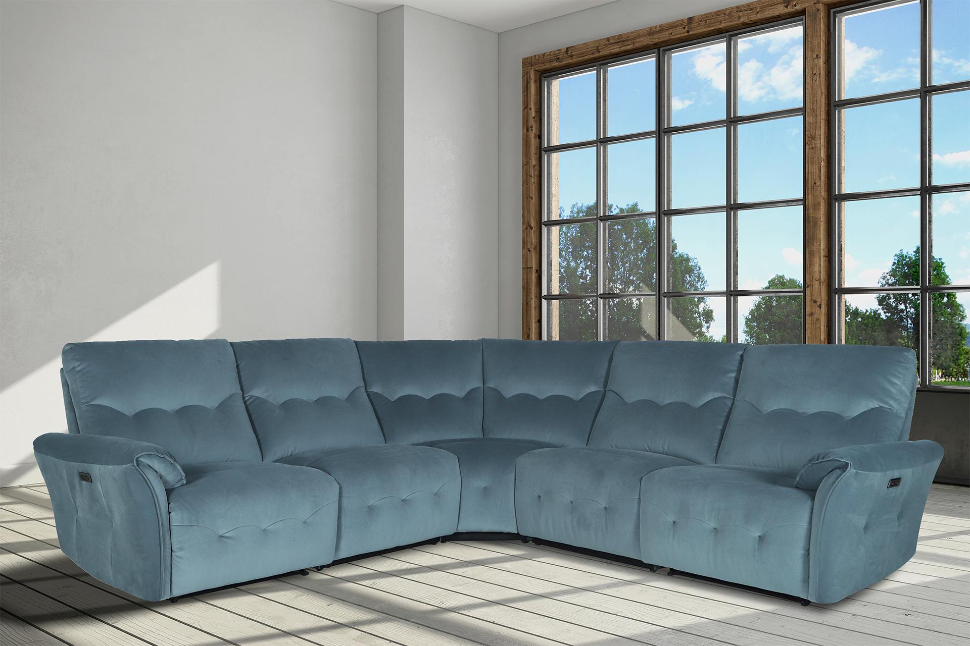 Pachet colțar cu reclinere electrice Grandeur + pernă decorativă - imagine 2