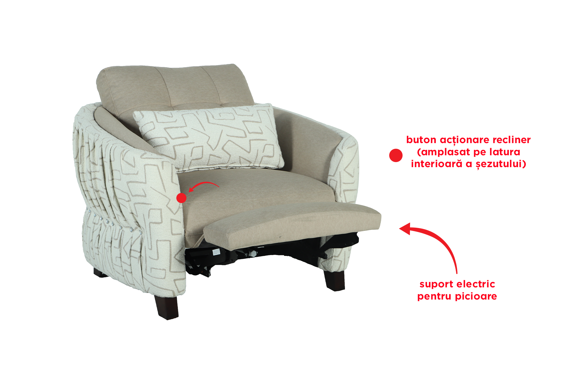 Pachet fotoliu cu suport electric Vesper + pernă decorativă - imagine 3