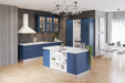 Mobila de bucatarie moderna la comanda MDF infoliat albastru wood lems