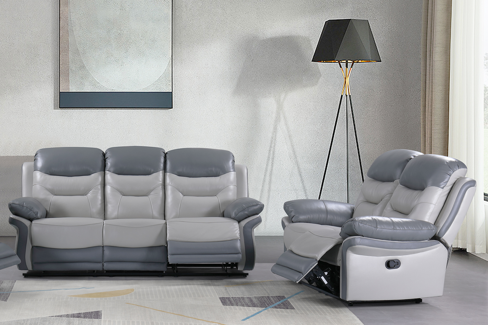 Pachet canapea Macao 3 locuri cu 2 reclinere + pernă decorativă - imagine 3