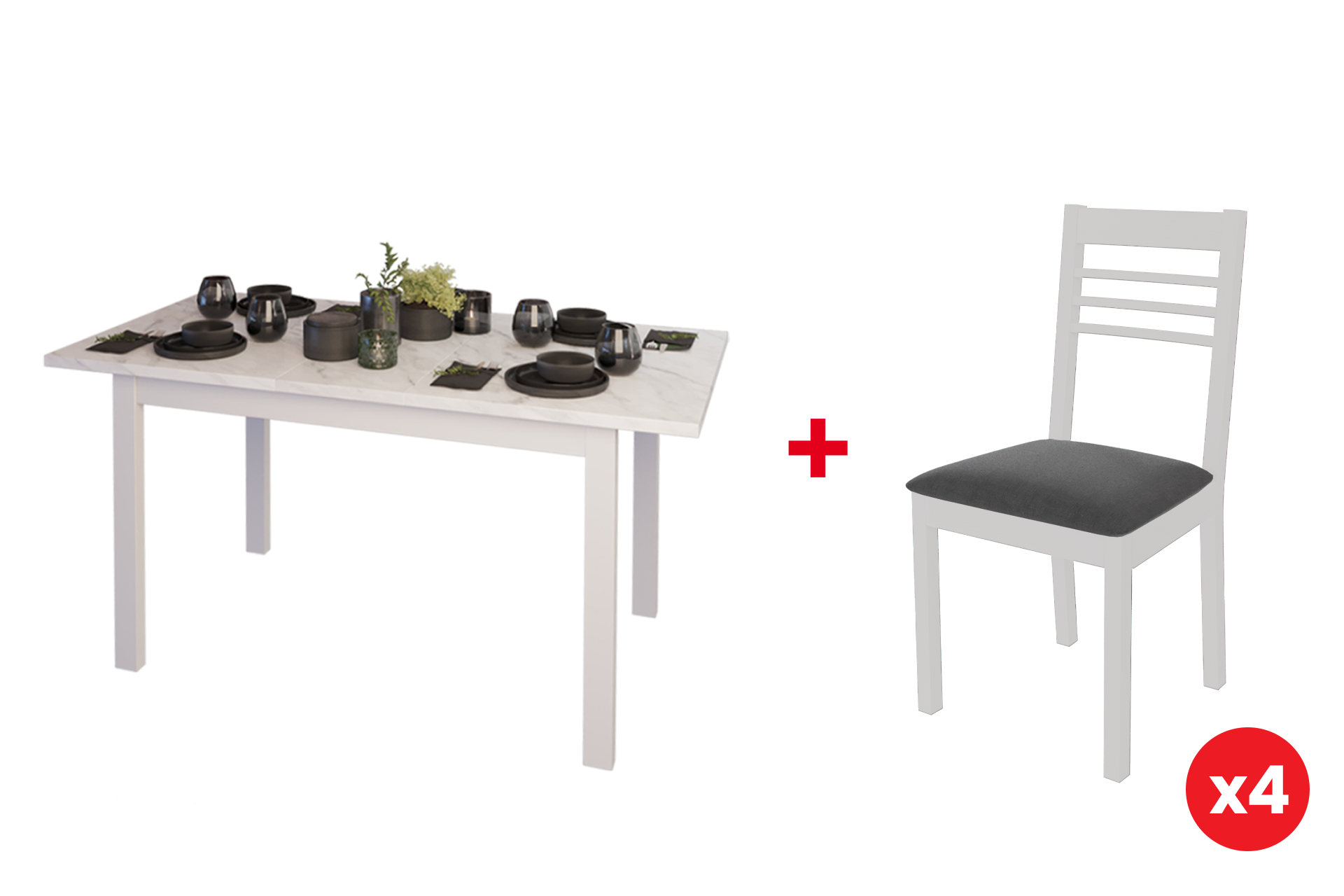 Pachet masă extensibilă Bistro cu 4 scaune Angela - imagine 2