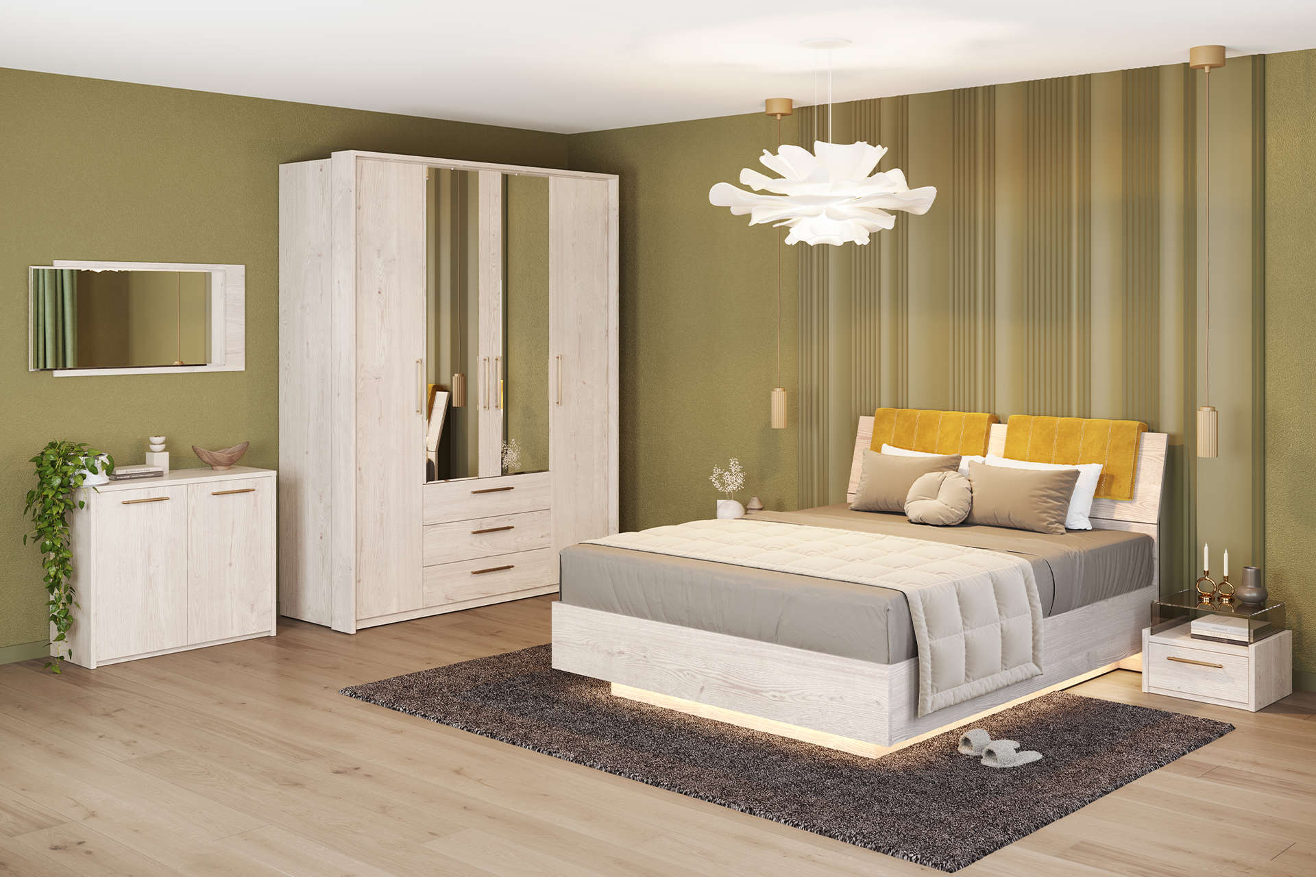 Pachet pat Zeppelin cu ladă pentru depozitare + suport saltea sau somieră cu 2 perne decorative - imagine 5