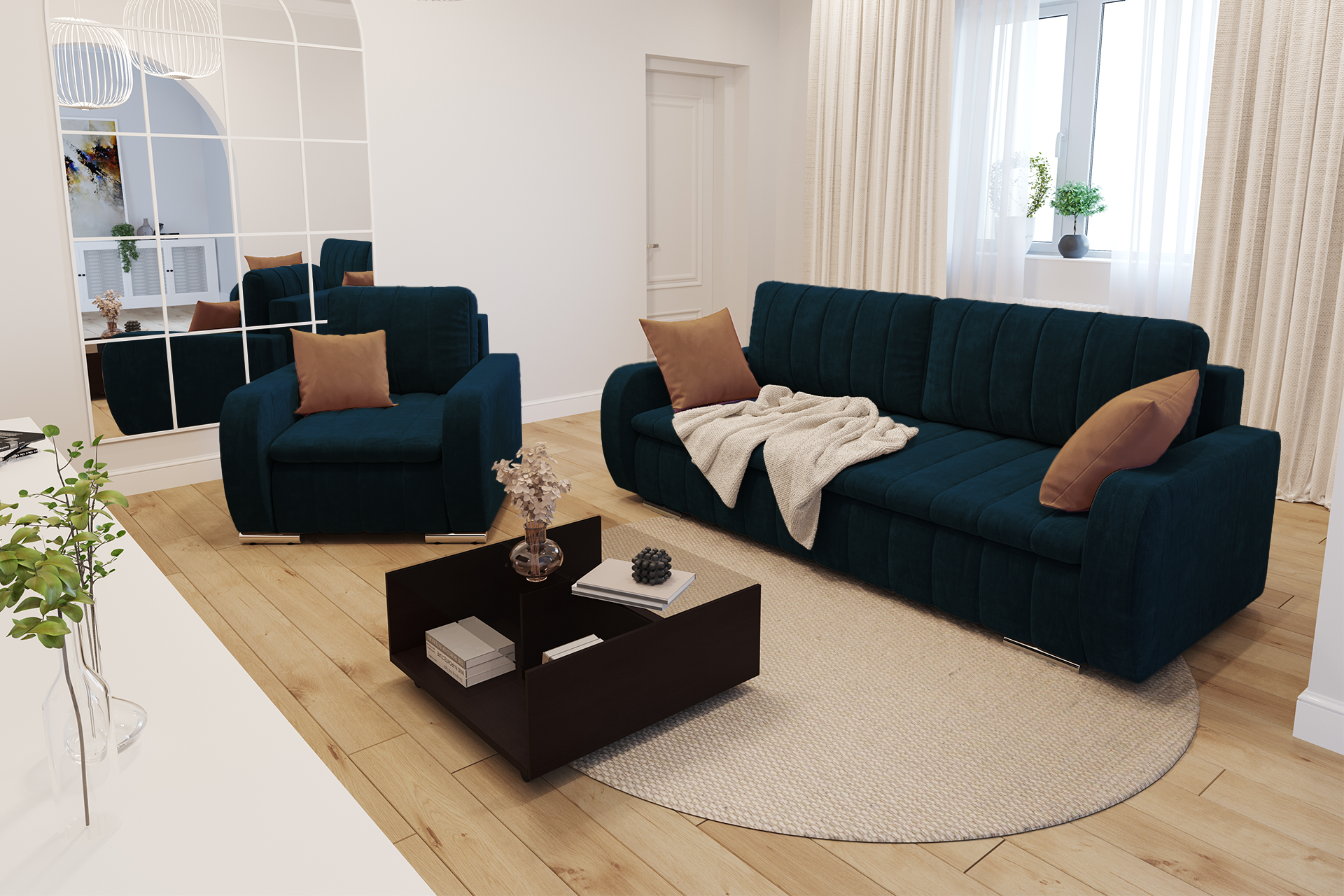 Pachet canapea Mondo Plus 3 locuri extensibilă + 2 perne decorative - imagine 5