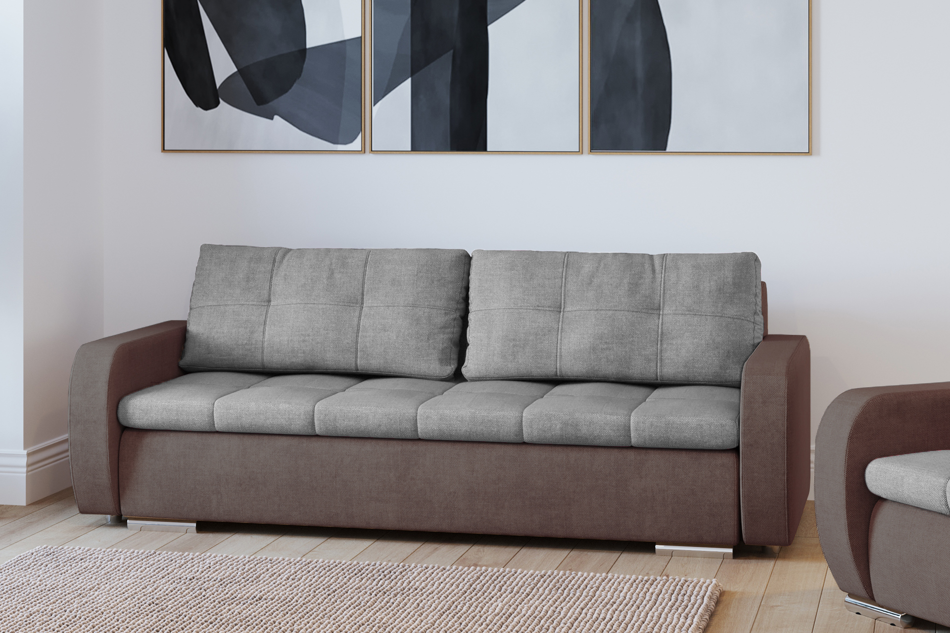 Pachet canapea extensibilă Mondo cu ladă pentru depozitare + 2 perne decorative - imagine 2