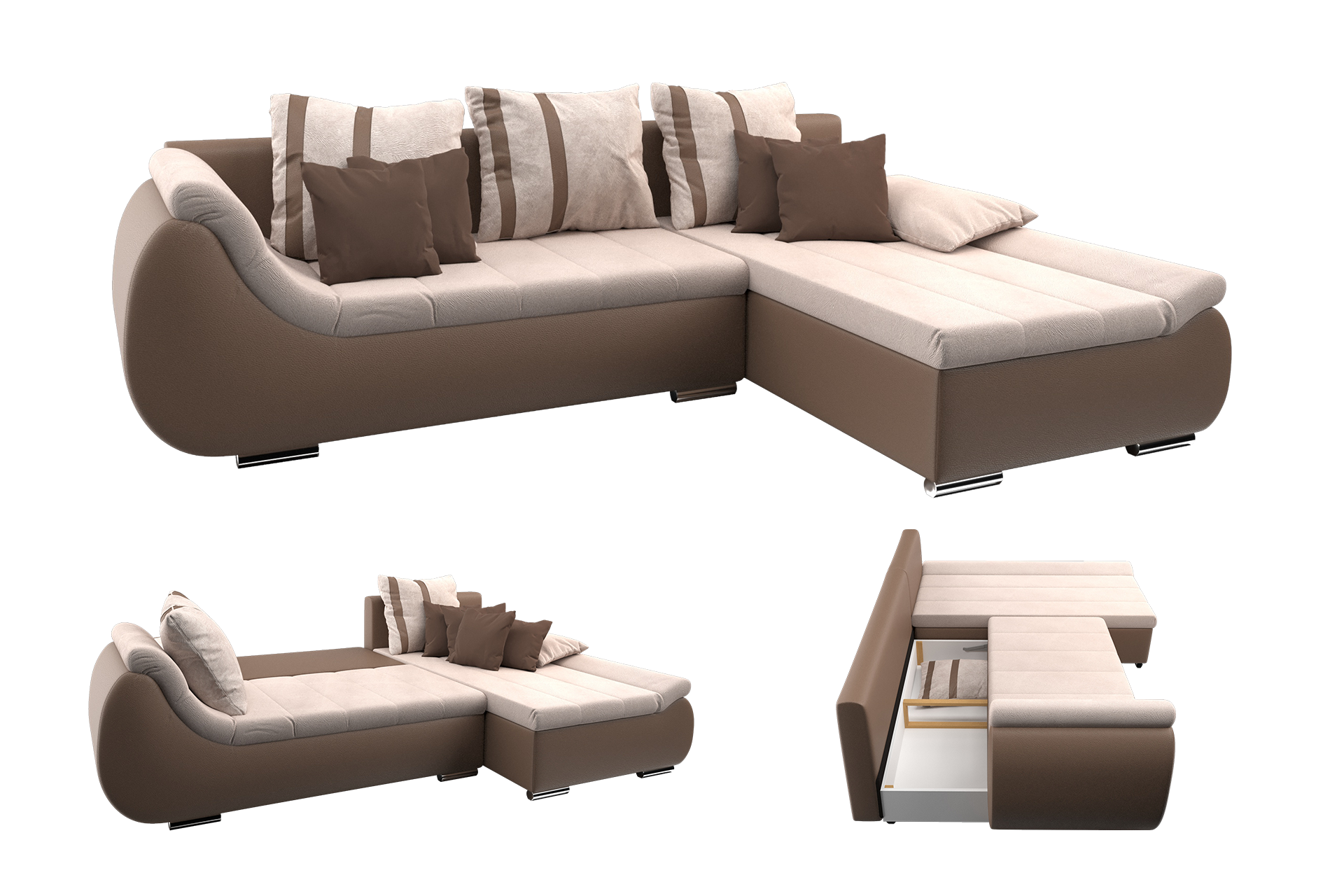 Pachet colțar extensibil Rosario cu ladă pentru depozitare + 2 perne decorative - imagine 7