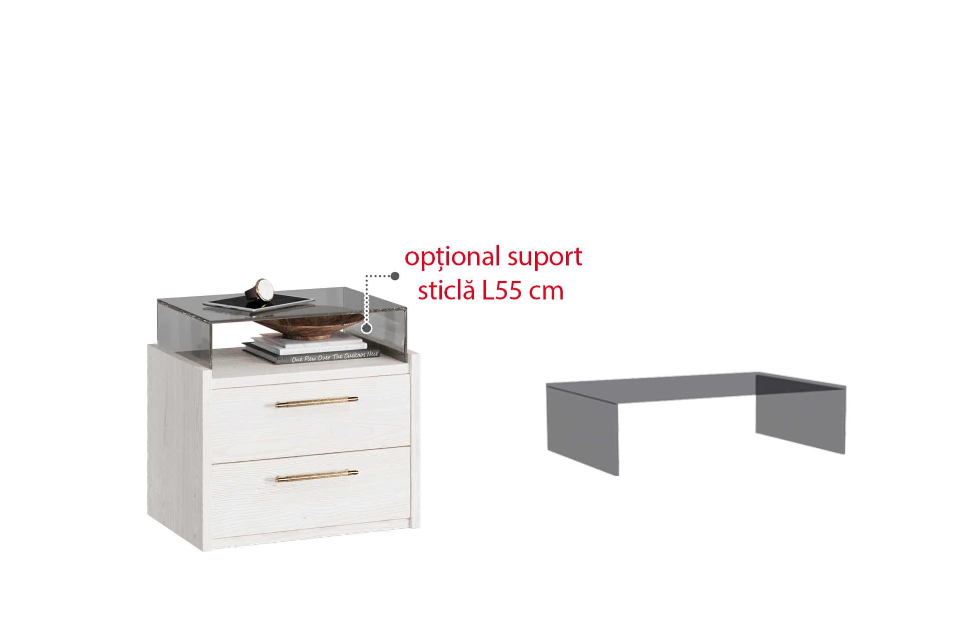 Noptieră cu 2 sertare L60 - imagine 4