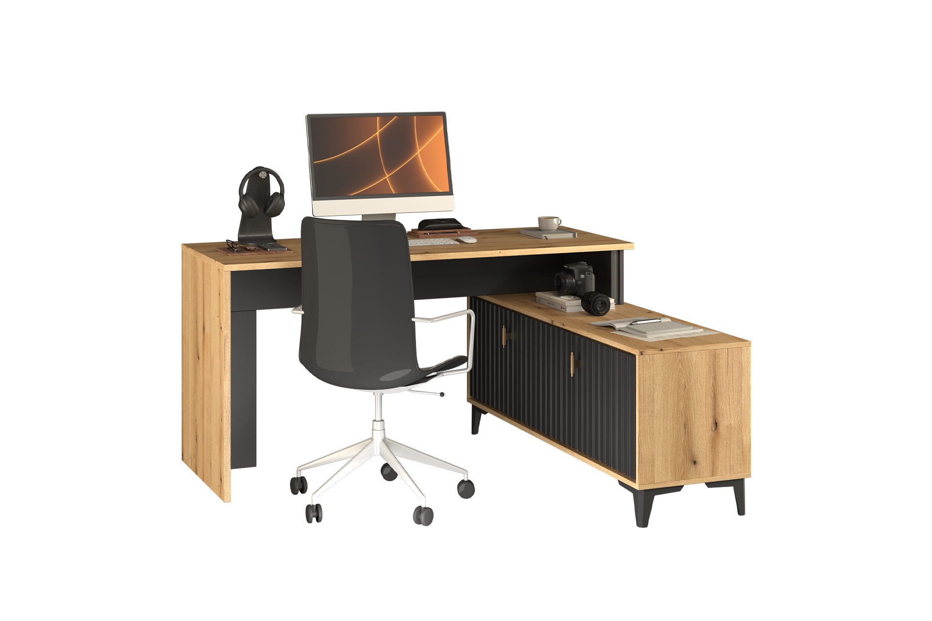 Kit birou de colț Elegance cu extensie - imagine 2
