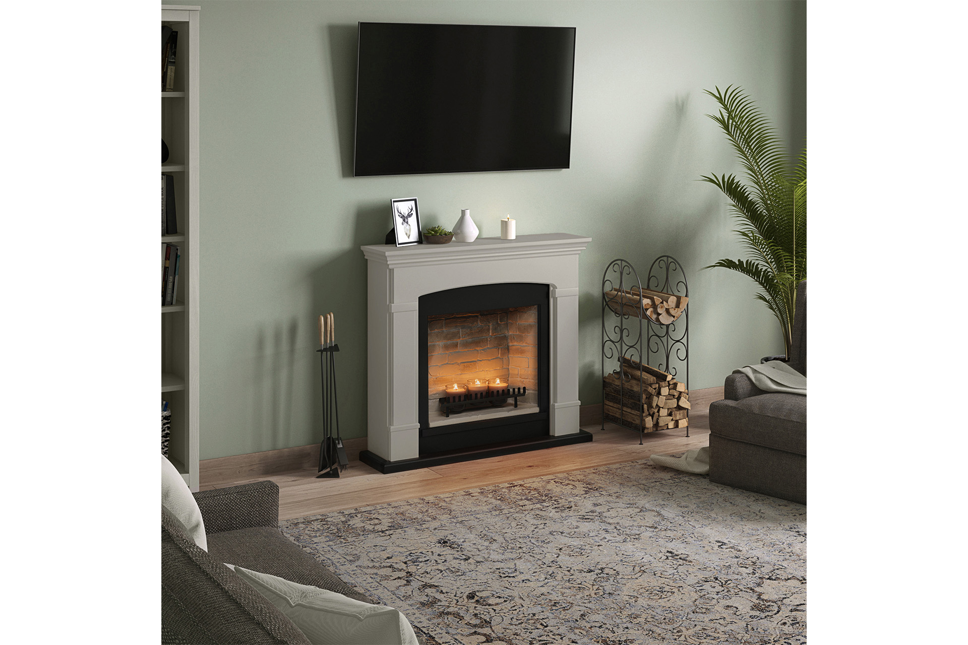 Șemineu Helmi beige + focar ZenFlame FM463BE1 + D611 - imagine 4