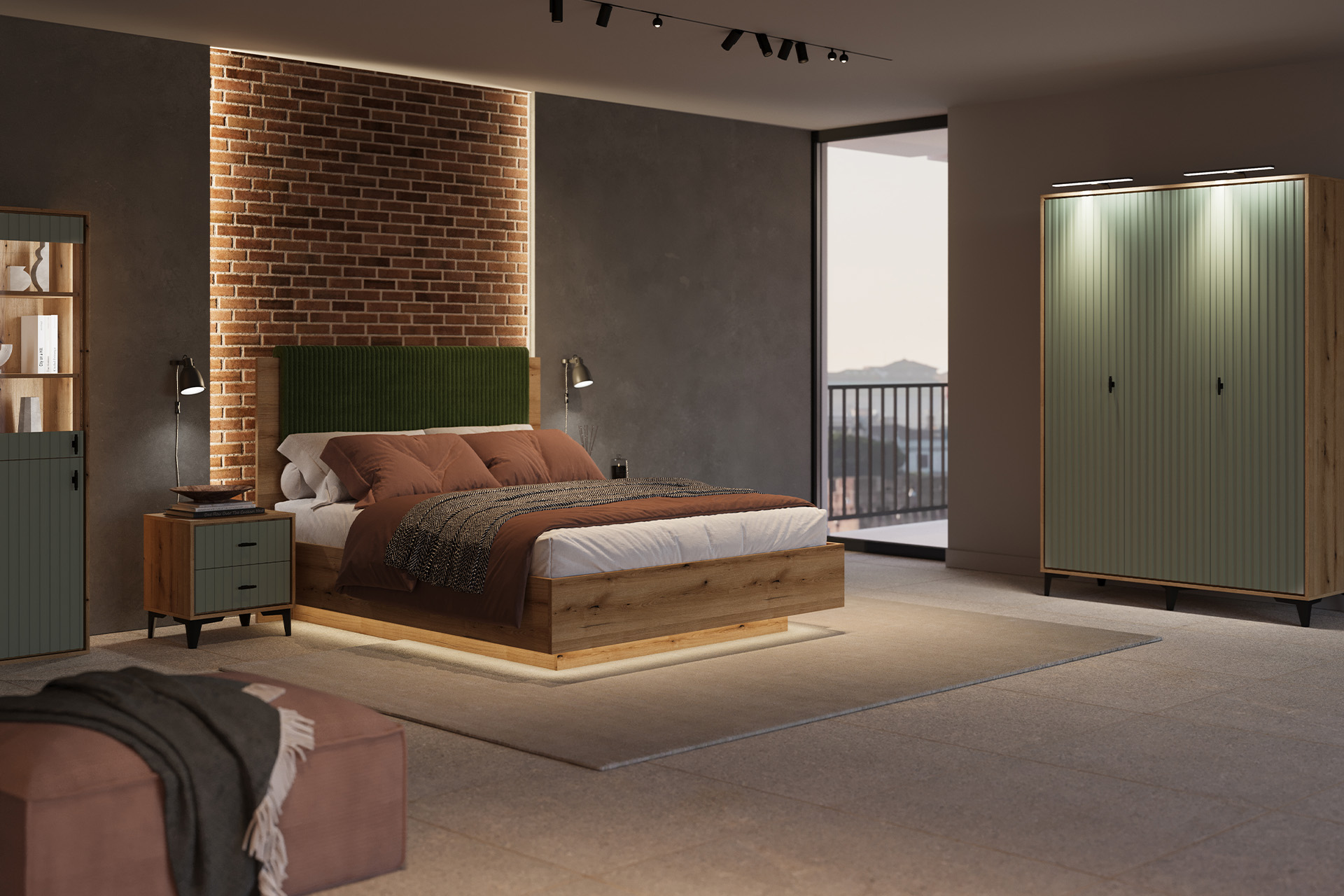 Kit 1 dormitor Elegance cu șifonier 3 uși L138