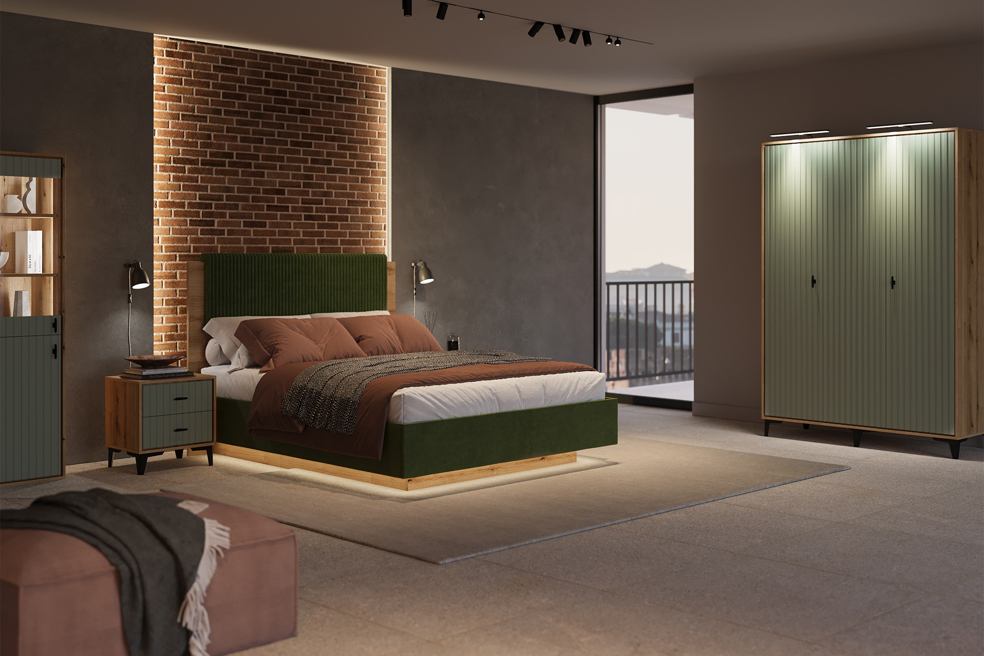 Kit 5 dormitor Elegance cu șifonier 3 uși L138