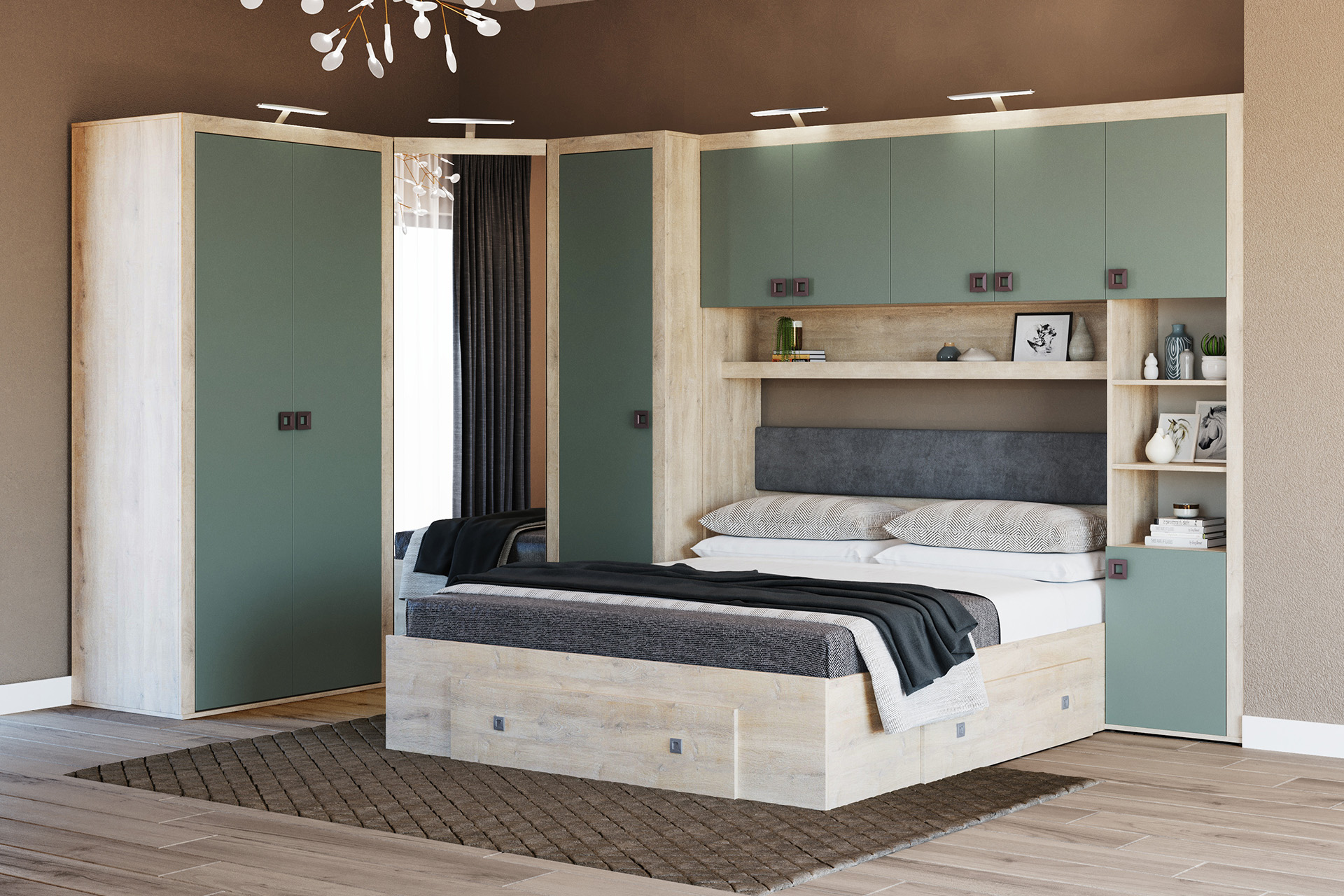 Dormitor Domino de colț L196 x 376 - imagine 4