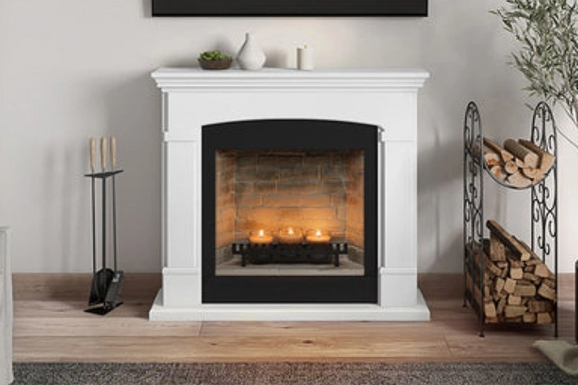 Șemineu Helmi alb + focar ZenFlame FM463WH1 + D611 - imagine 5