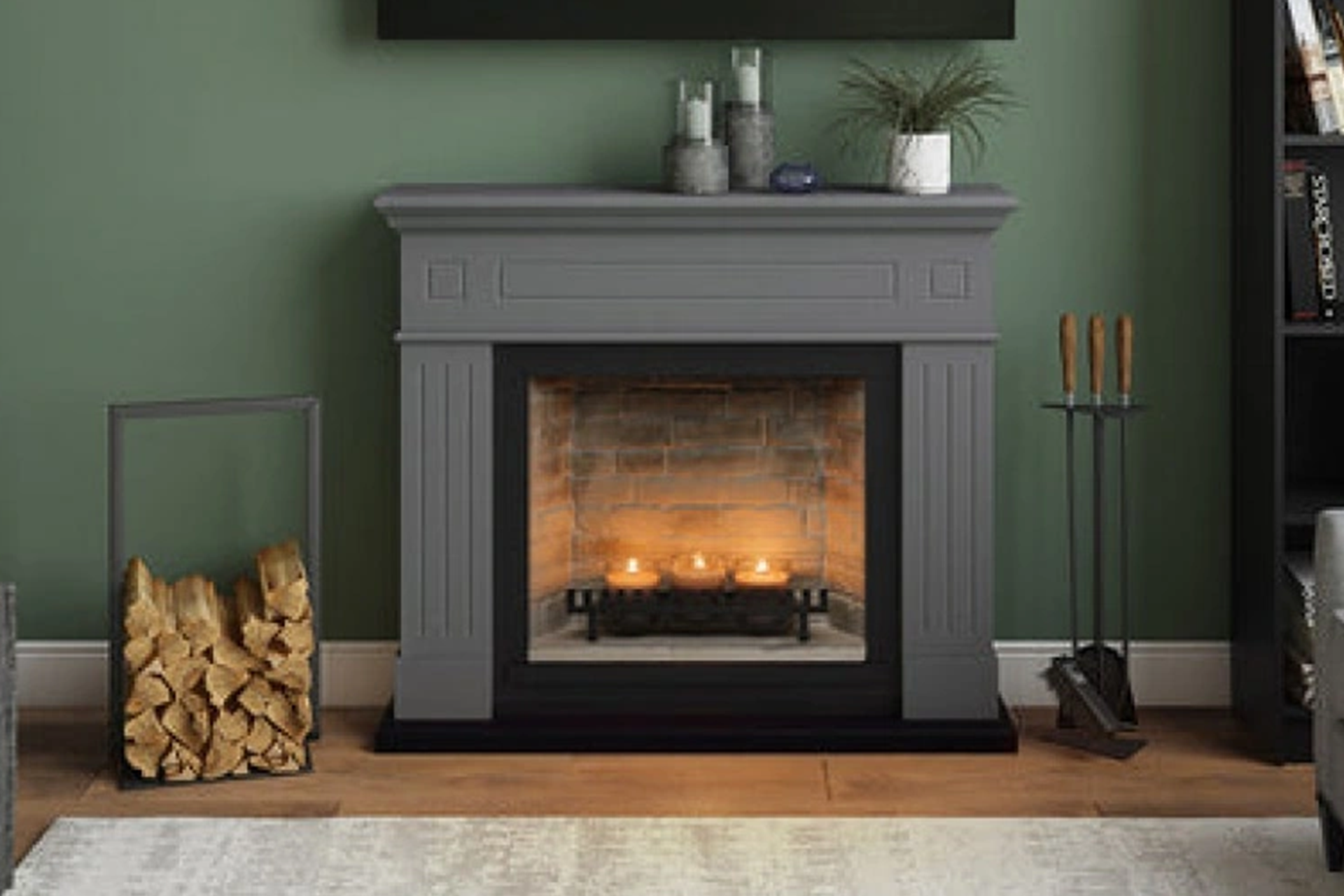 Șemineu Larsen gri + focar ZenFlame FM462GR3 + D611 - imagine 4