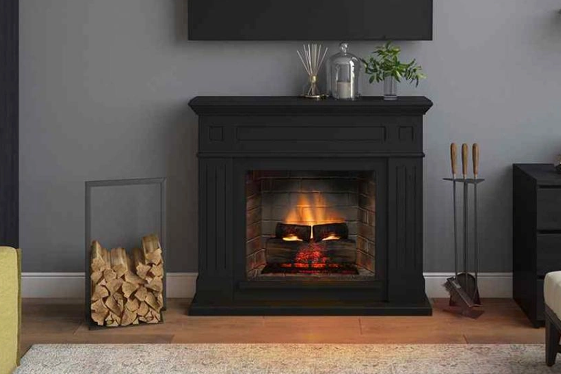 Șemineu Larsen negru + focar electric PowerFlame 2 FM462BL1 + E621EU - imagine 6