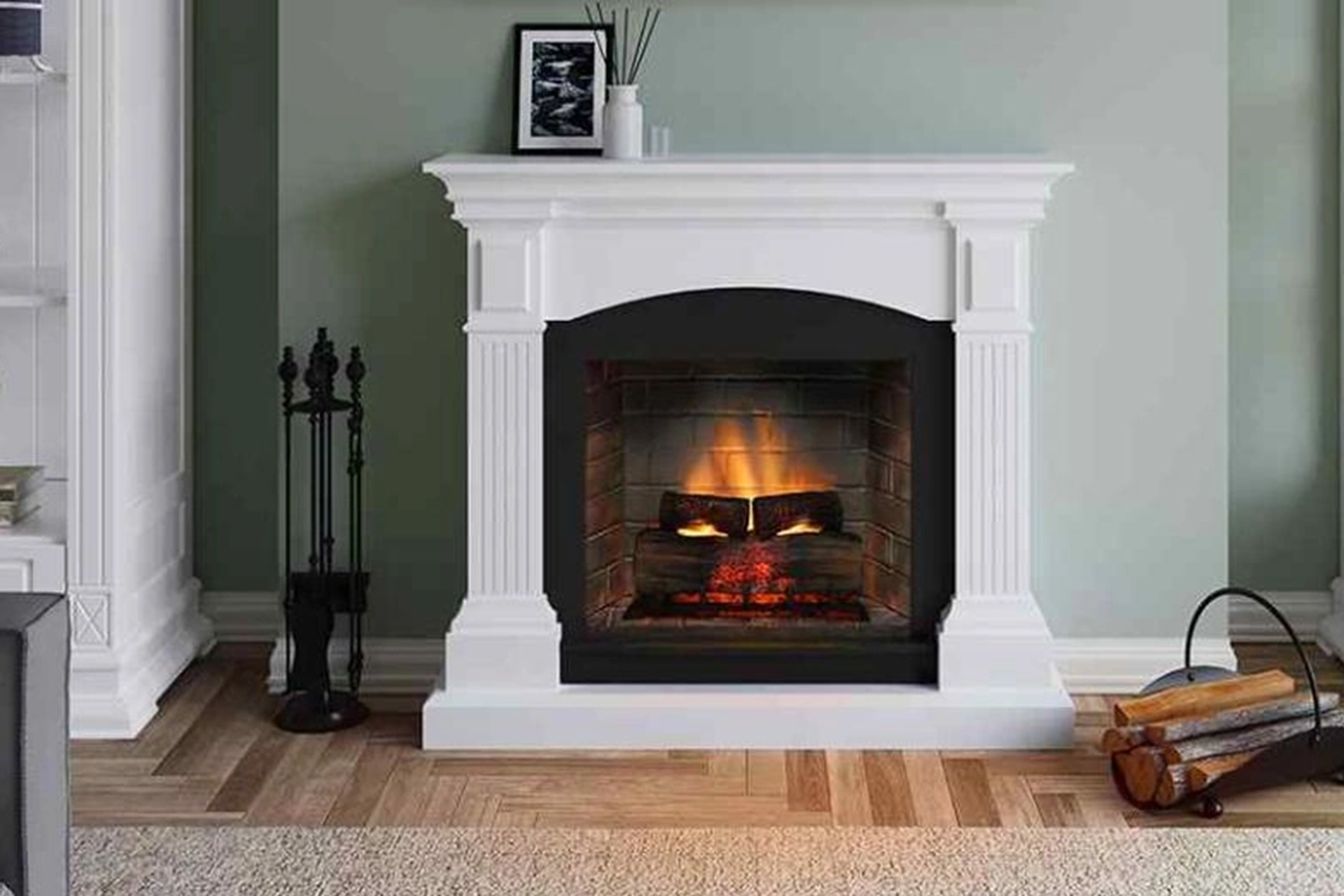 Șemineu Magna alb + focar electric PowerFlame 2 FM464WH1 + E621EU - imagine 4