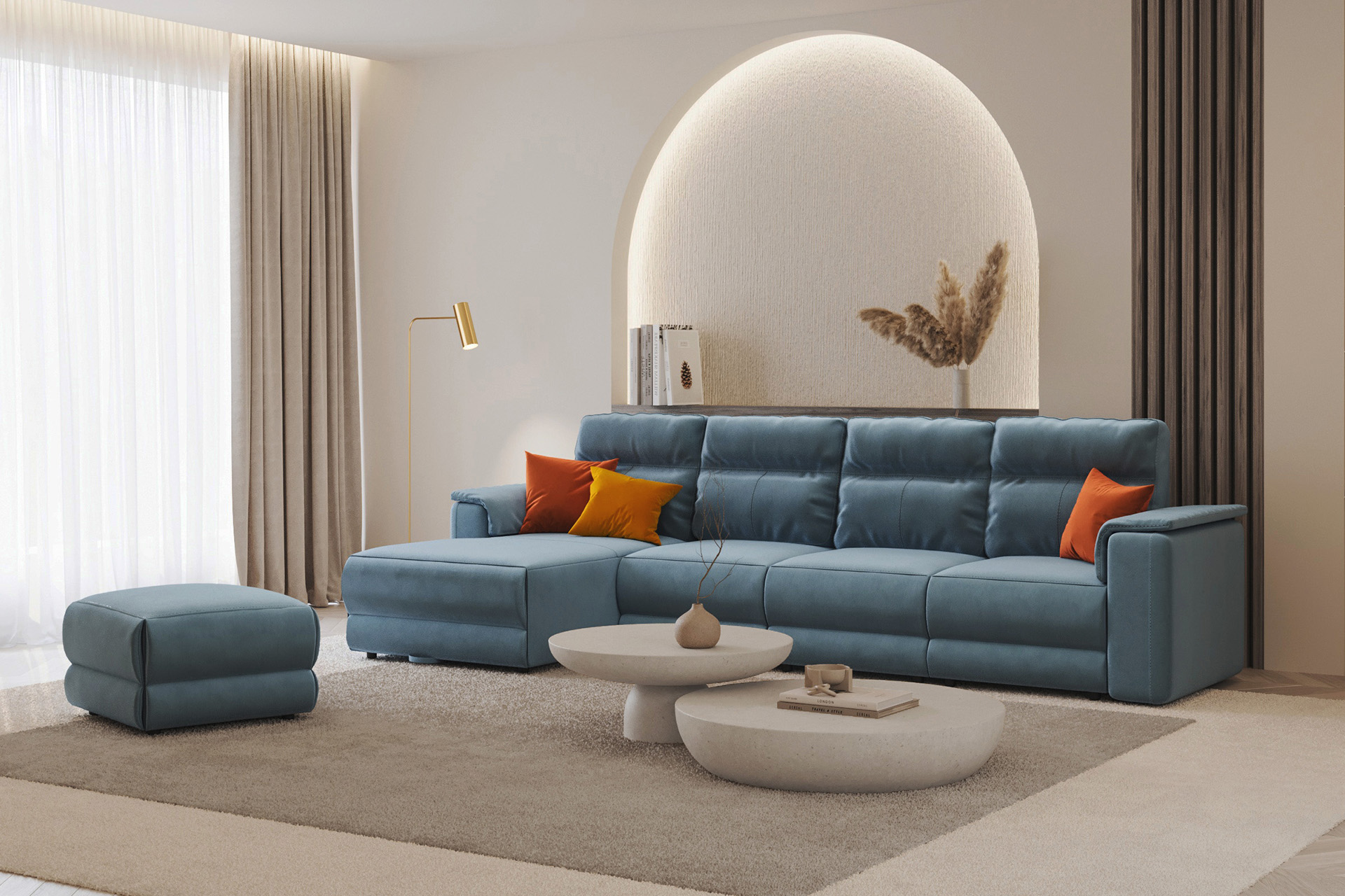 Pachet colțar modular extensibil Avalon cu ladă pentru depozitare stânga + 2 perne decorative - imagine 2
