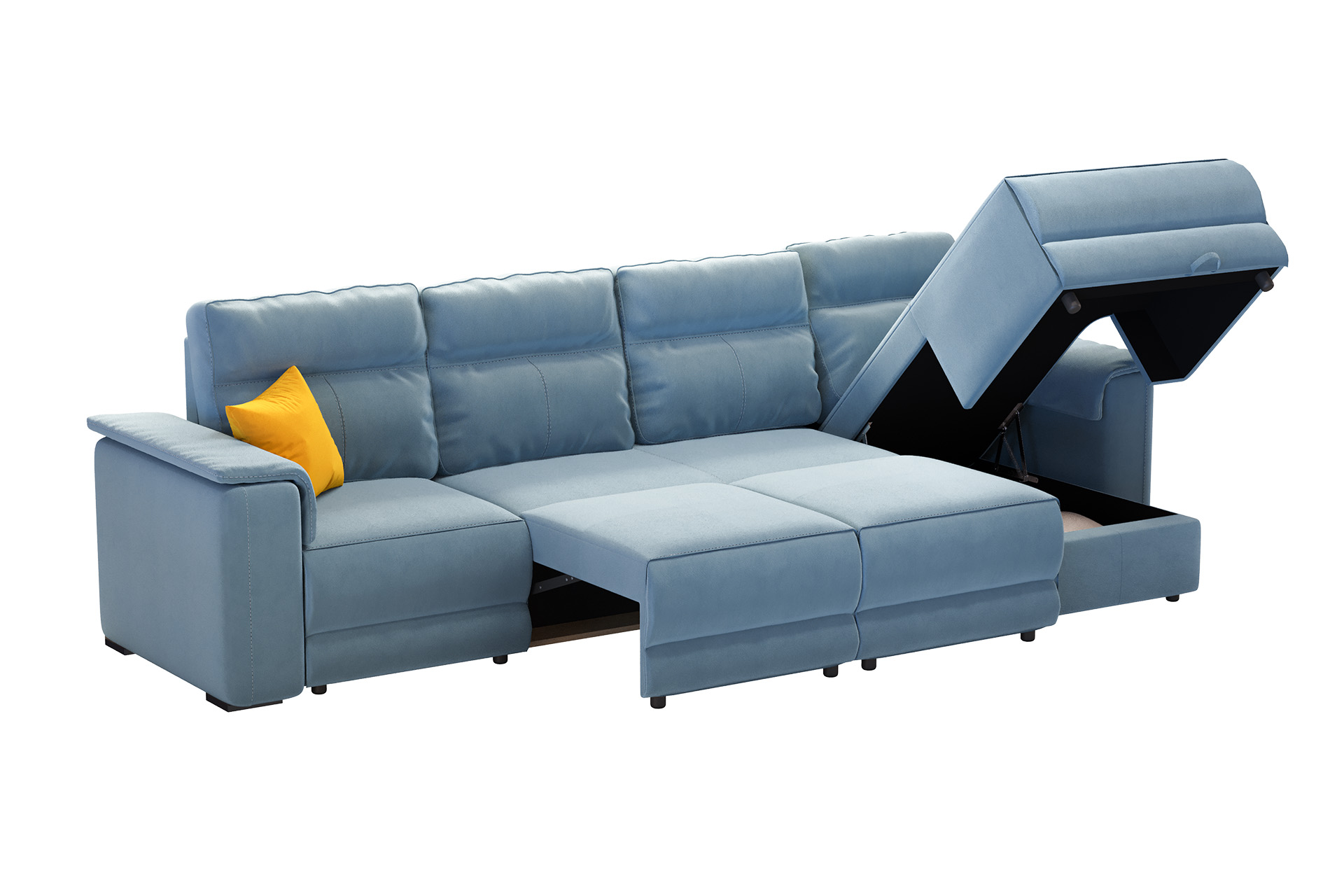 Pachet colțar modular extensibil Avalon cu ladă pentru depozitare dreapta + 2 perne decorative - imagine 4