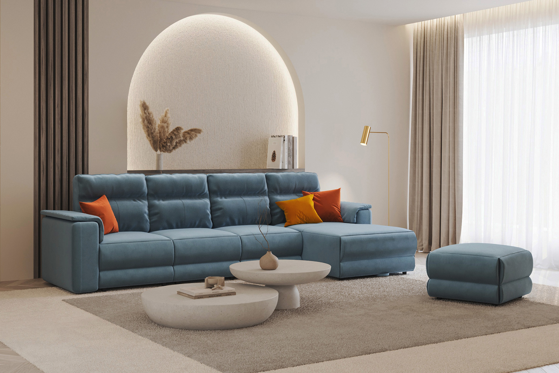 Pachet colțar modular extensibil Avalon cu ladă pentru depozitare dreapta + 2 perne decorative - imagine 2