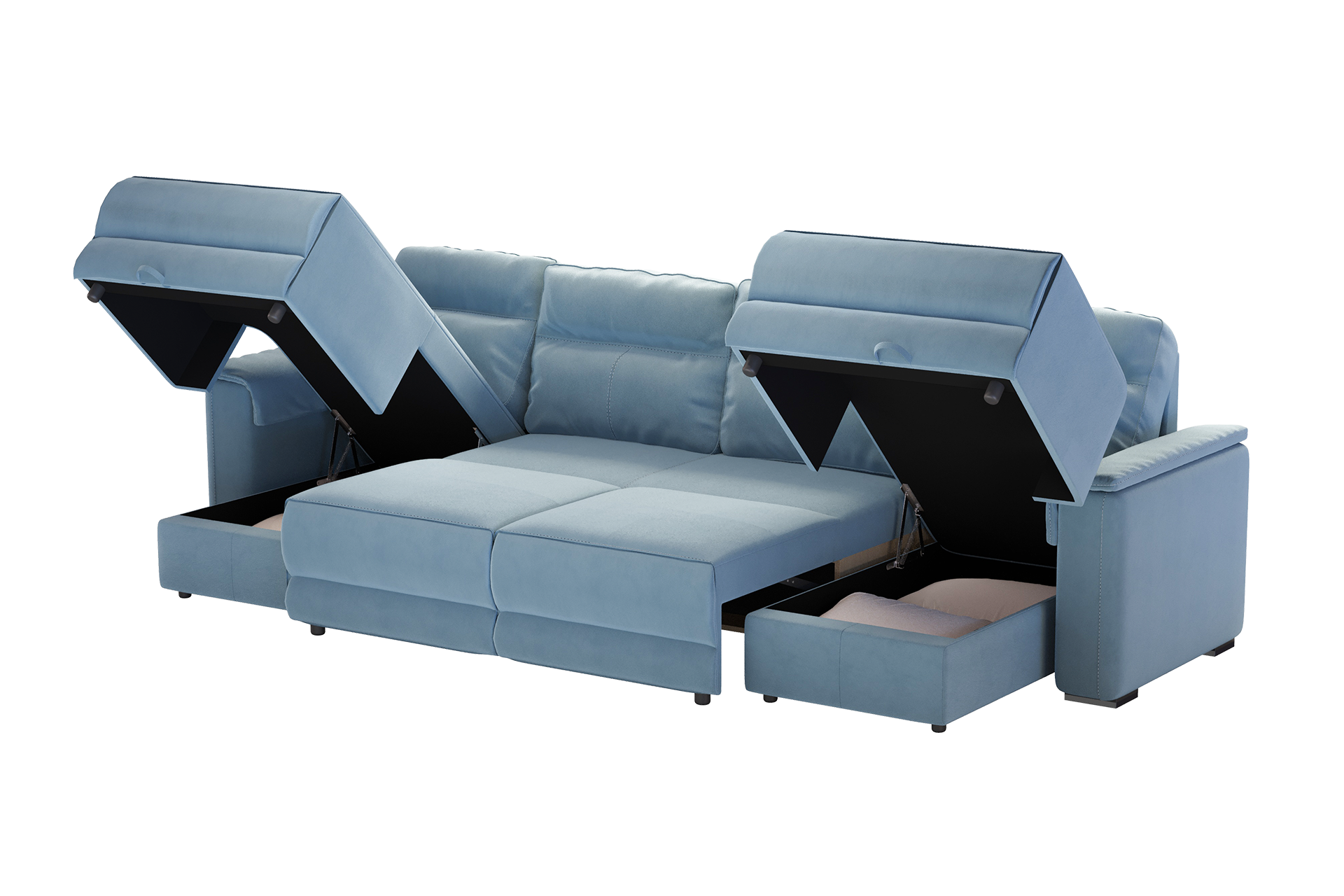 Pachet colțar modular extensibil Avalon U cu ladă pentru depozitare + 2 perne decorative - imagine 5