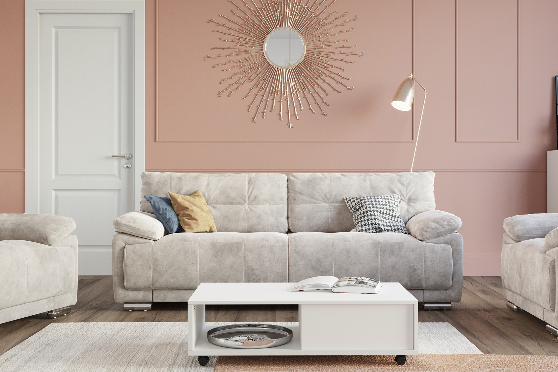 Pachet canapea extensibilă California 3 locuri + 2 perne decorative - imagine 2