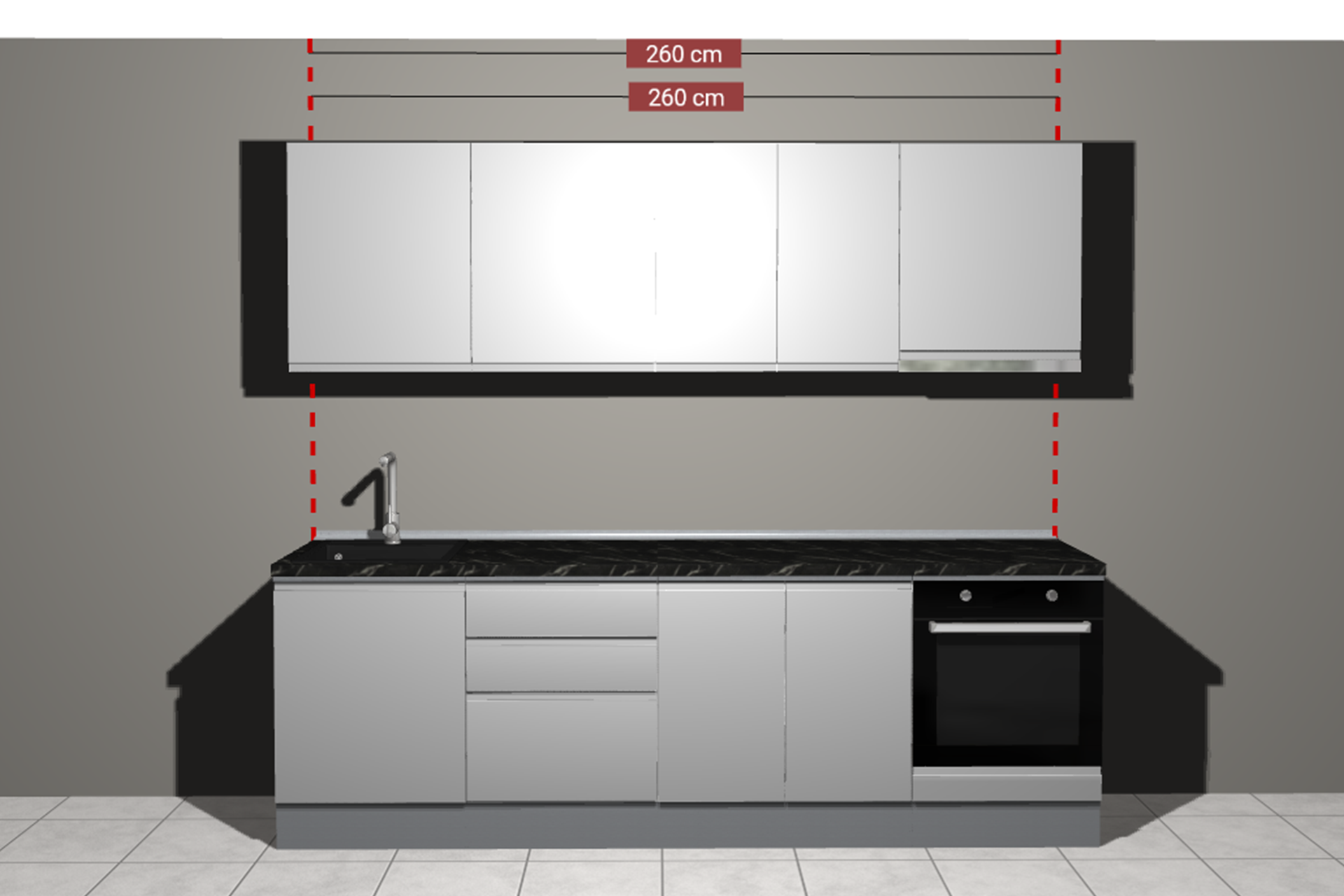 Kit bucătărie City L262 cu modul hotă - imagine 3
