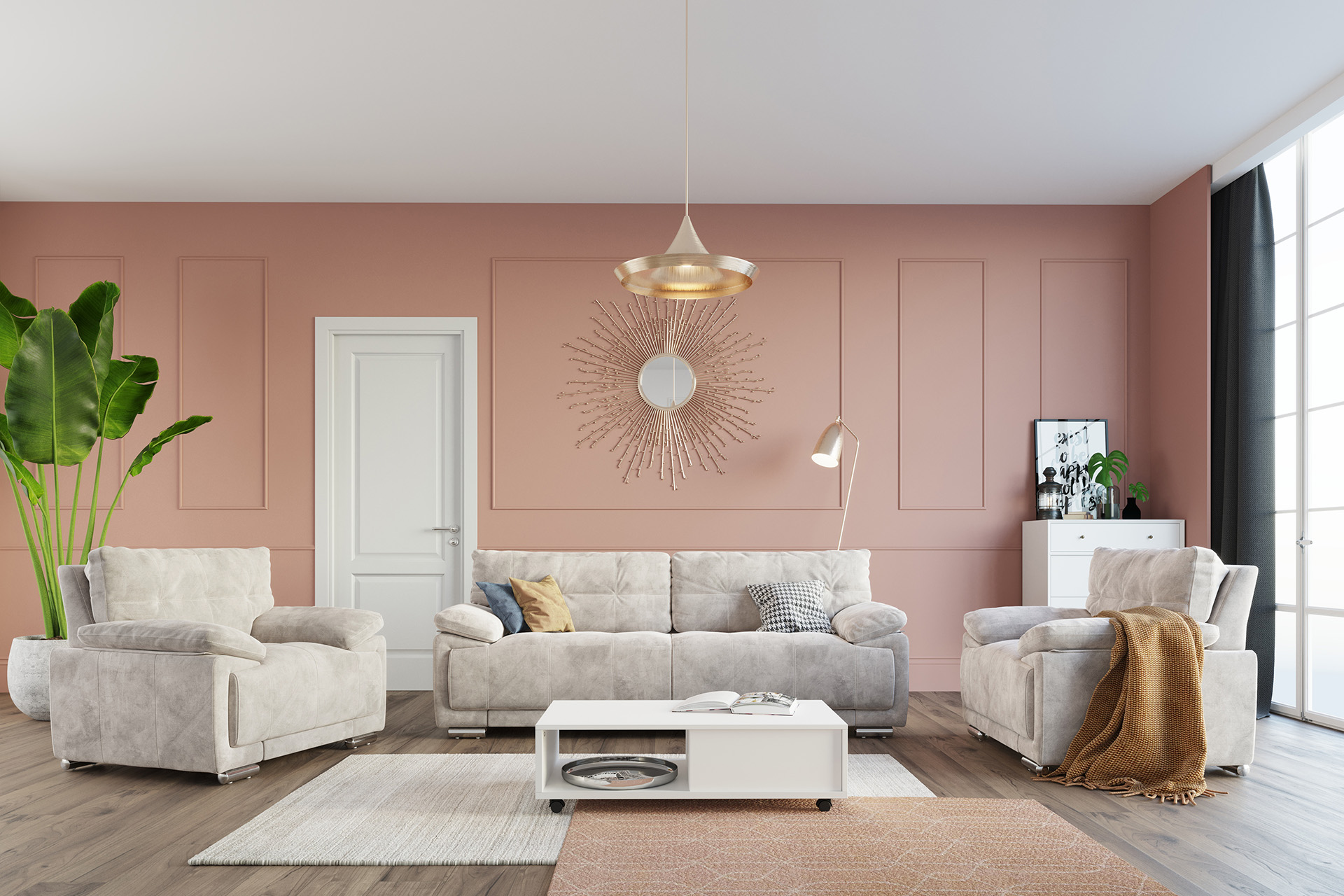 Pachet canapea extensibilă California 3 locuri + 2 perne decorative - imagine 3