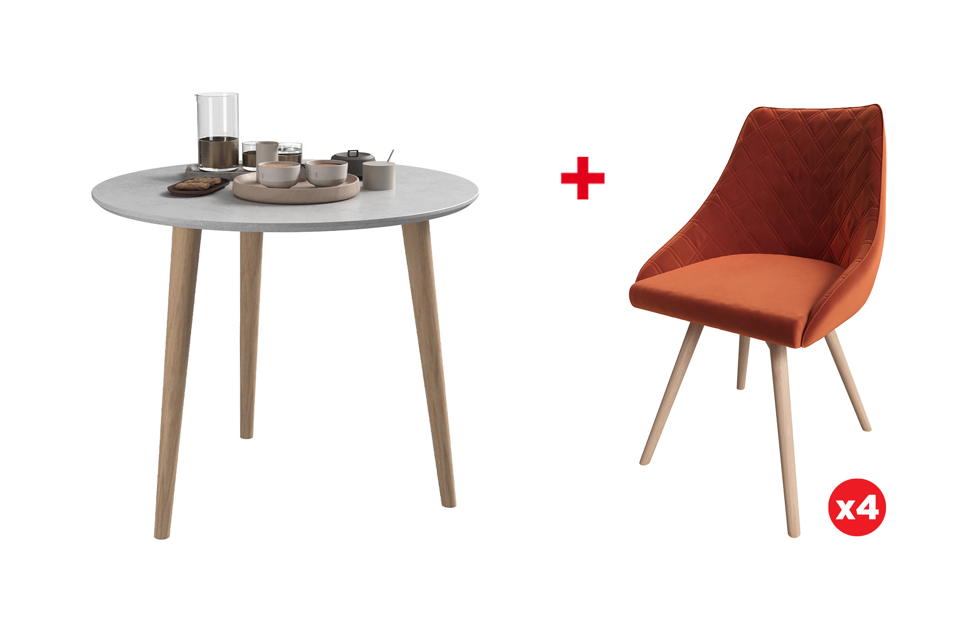 Pachet masă rotundă Viking D90 cu 4 scaune Viking Pro - imagine 2