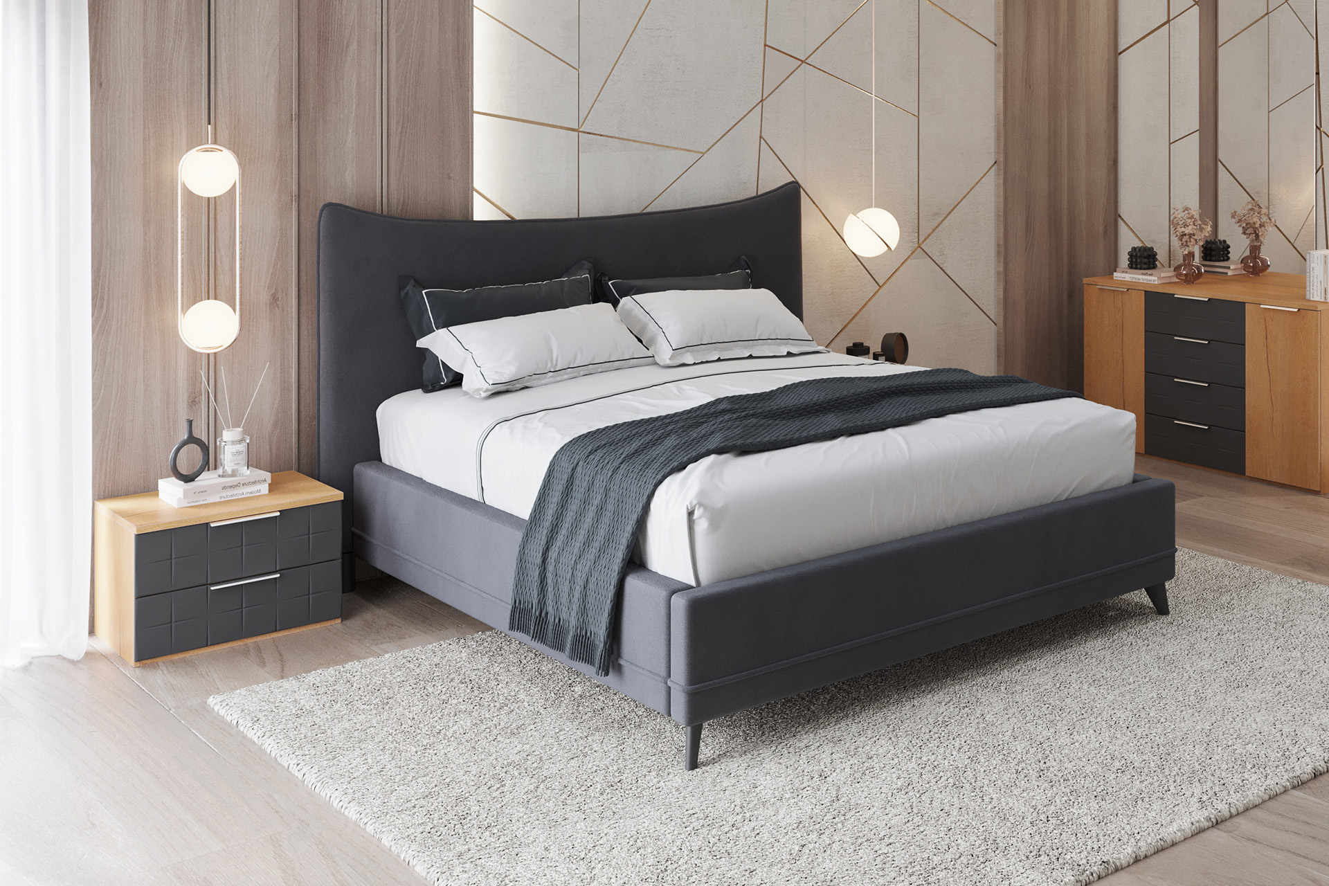 Pachet pat Callisto tapițat integral + 2 perne decorative - imagine 2