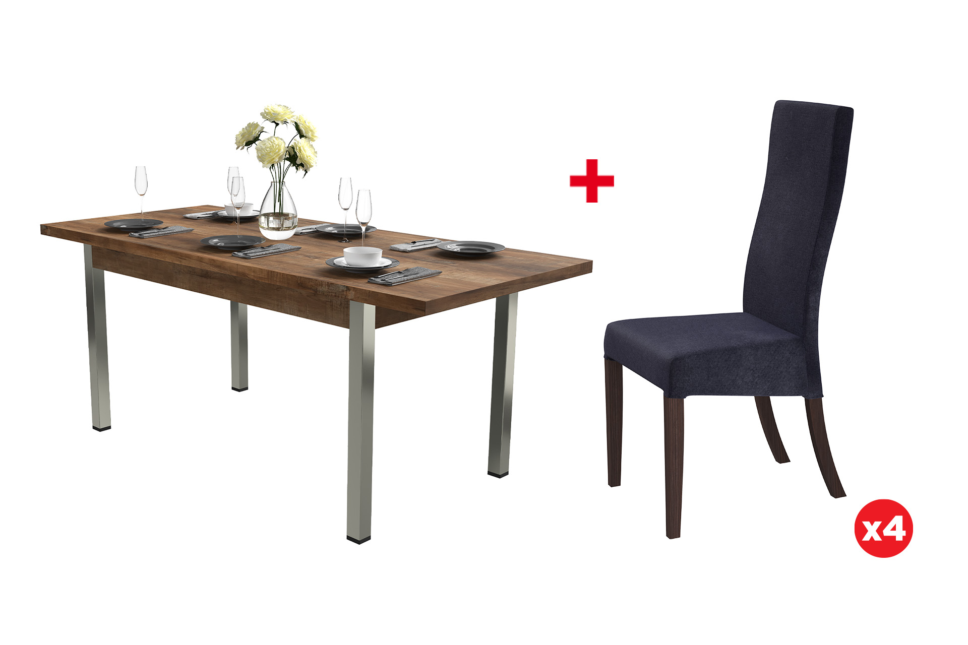 Pachet masă extensibilă Gazelle L140 cu 4 scaune Ergo - imagine 2