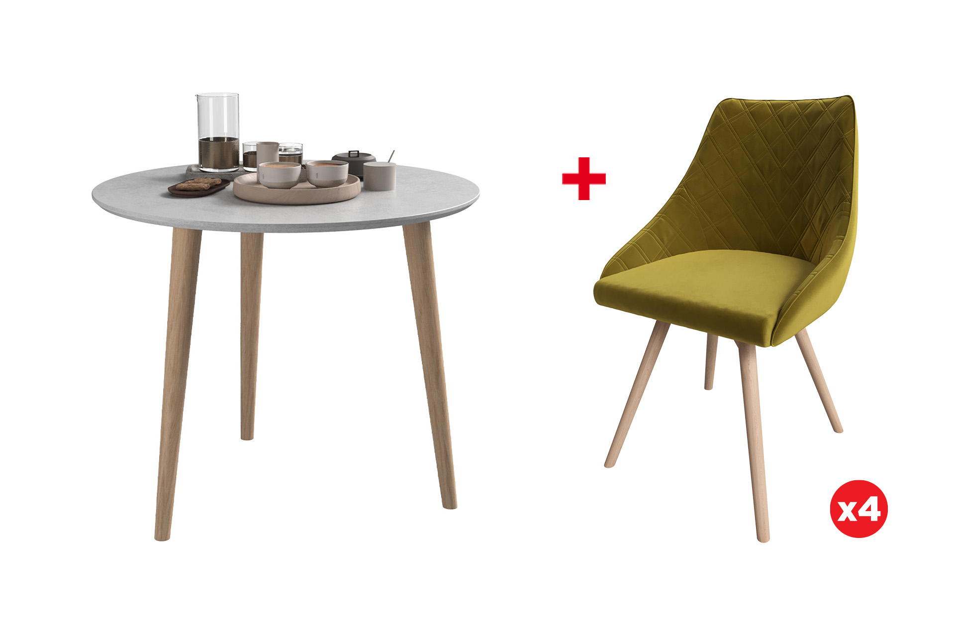 Pachet masă rotundă Viking D90 cu 4 scaune Viking Pro - imagine 2
