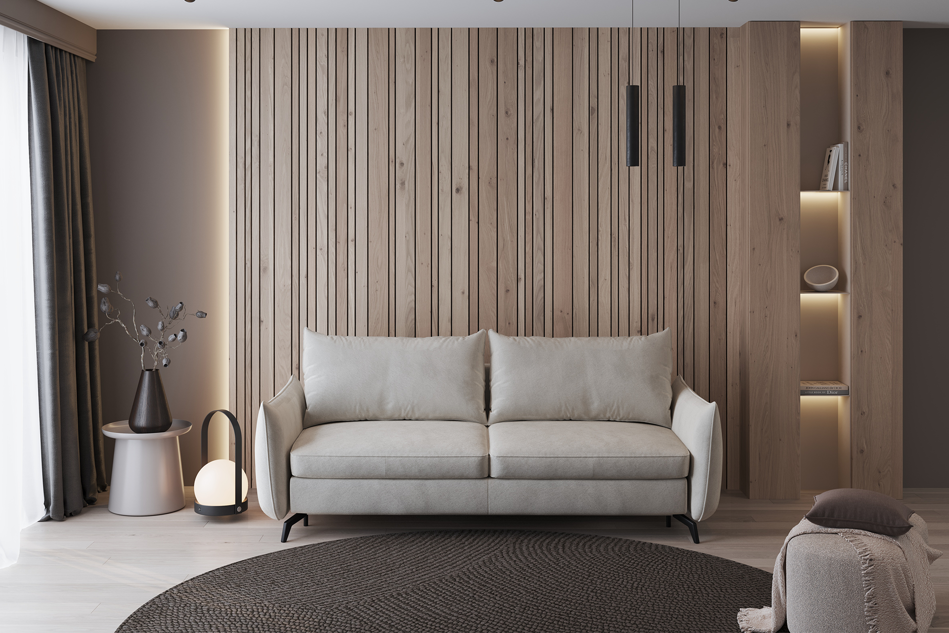 Pachet canapea extensibilă Viva cu ladă pentru depozitare + 2 perne decorative - imagine 3