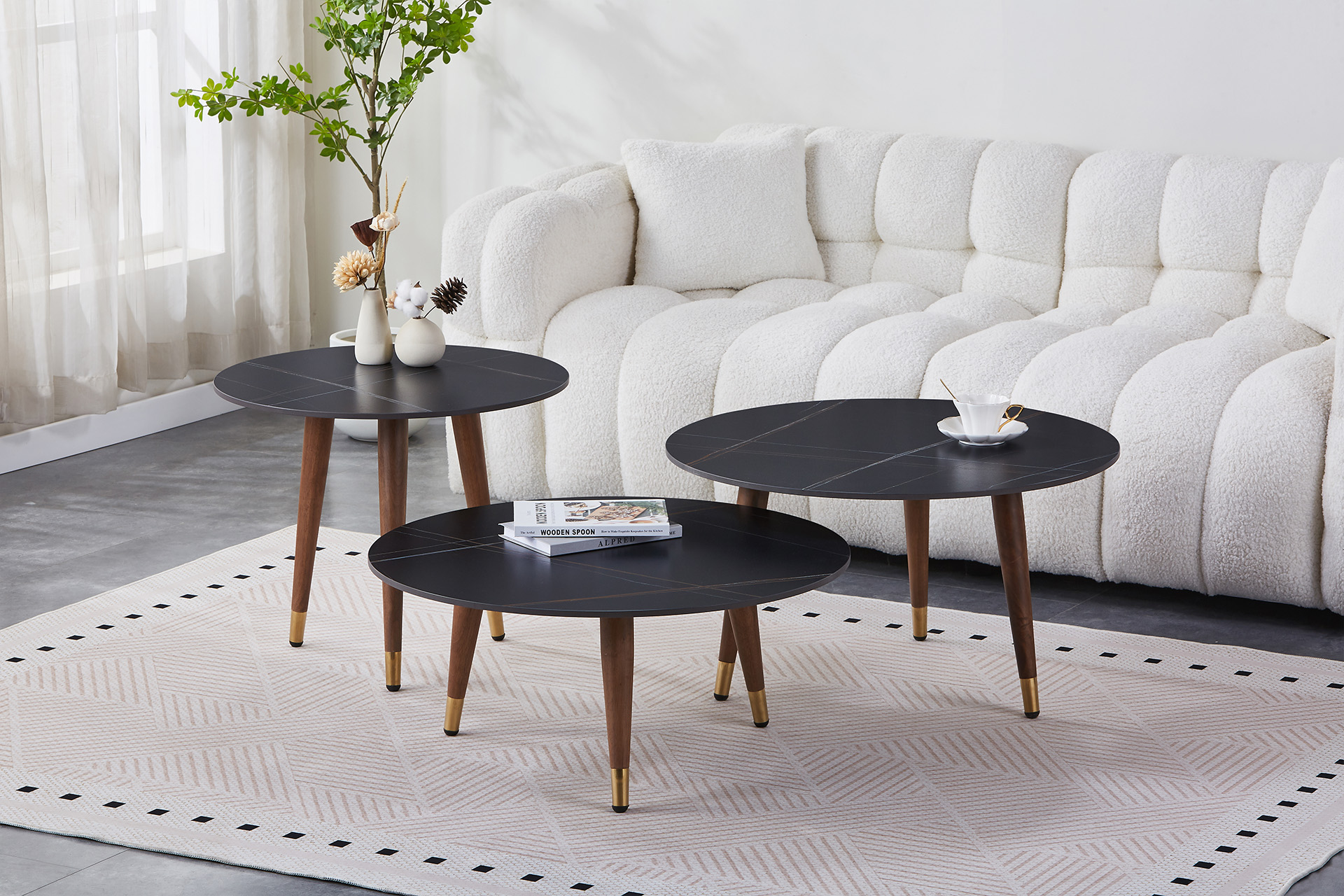 Măsuță de cafea înaltă Brera black ceramic D75 - imagine 3