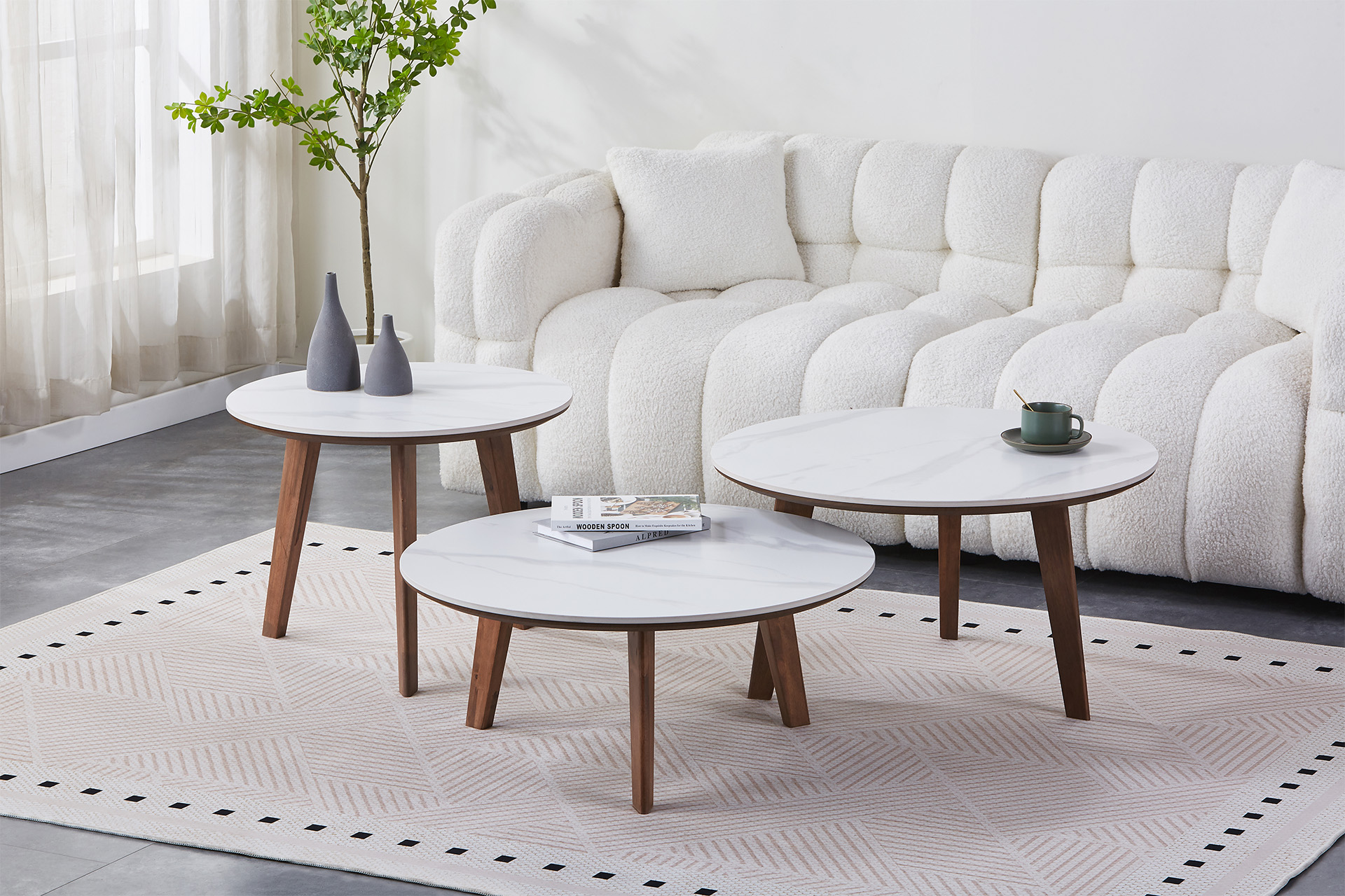 Măsuță de cafea Brera white ceramic D60 - imagine 3