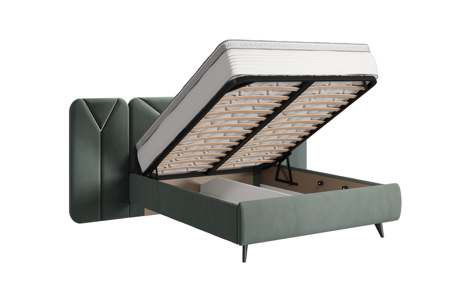 Pachet pat Nova tapițat integral cu iluminare LED + 2 perne decorative - imagine 3