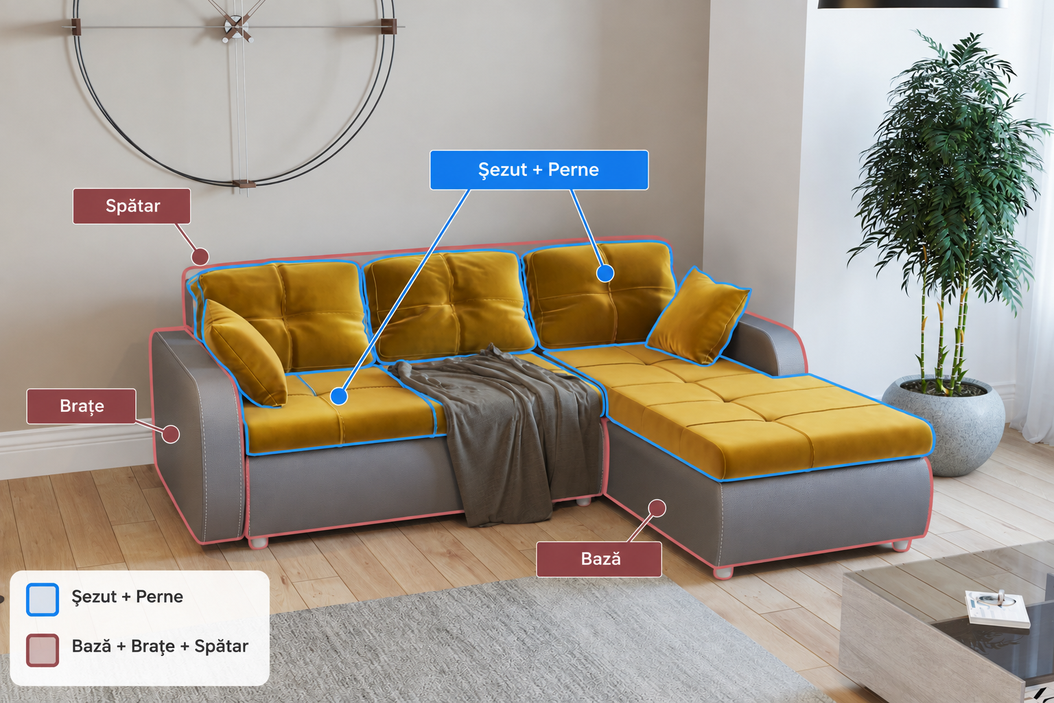 Pachet Colțar extensibil Mondo 2 cu ladă pentru depozitare + 2 perne decorative - imagine 5